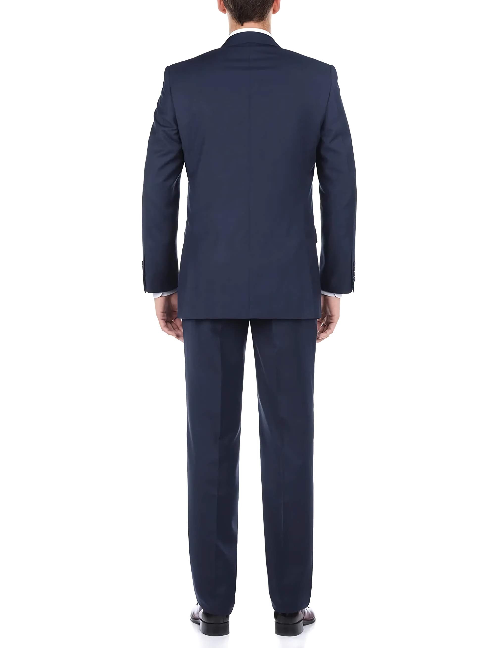 Premium Blue 100% Virgin Wool Men's 2-Piece Suit - Regular Fit Pick Stitch Design with 2-Button Jacket | Perfect for Business Meetings, Weddings & Formal Occasions