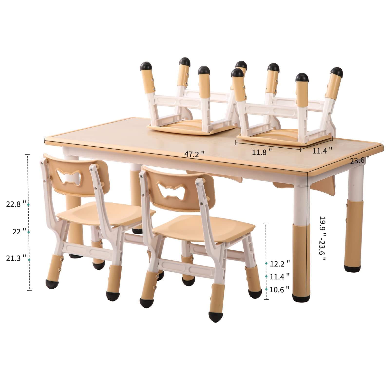 6-Piece Kids Table and Chairs Set for Toddlers to 8 Years Old - Includes 4 Leg Covers & 12 Color Pens | Perfect for Playroom, Preschool Learning, Arts and Crafts Activities