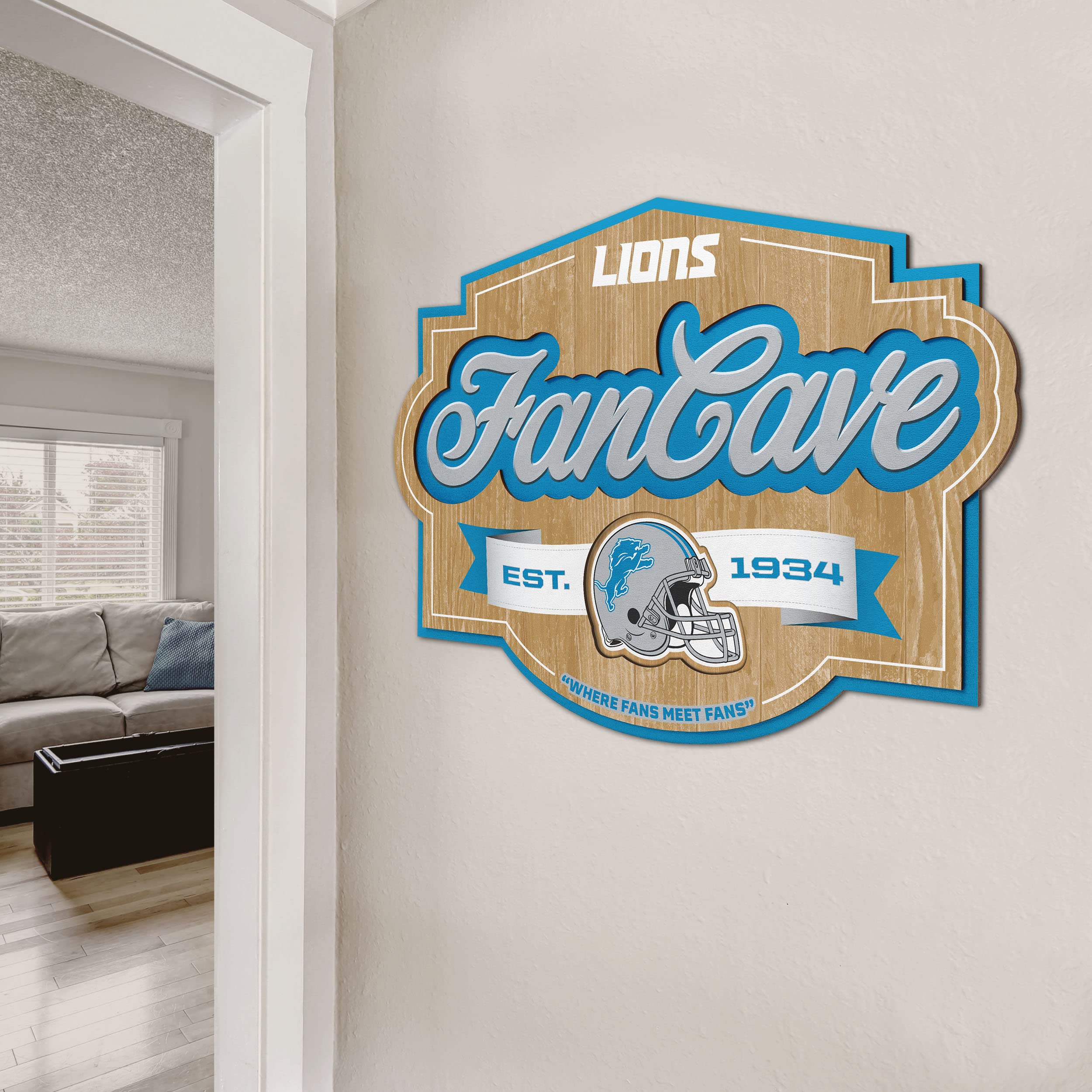 YouTheFan NFL Team Logo Metal Fan Cave Sign - Premium Home & Man Cave Decor for Football Fans - Perfect for Game Room, Sports Bar & Tailgating Parties