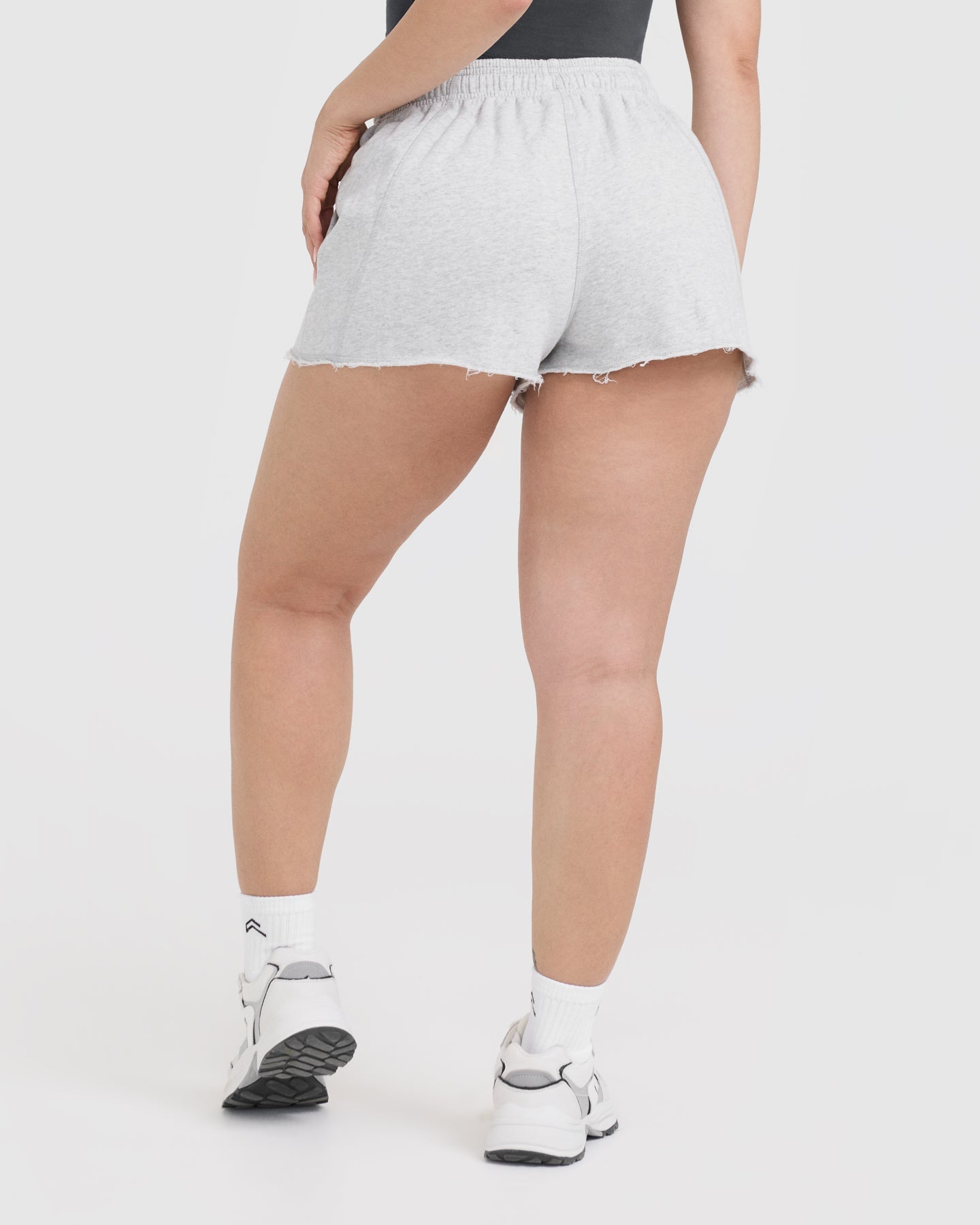Raw Lounge Oversized Shorts for Women - Light Grey Marl | Comfortable Casual Wear for Summer, Yoga, and Relaxation at Home