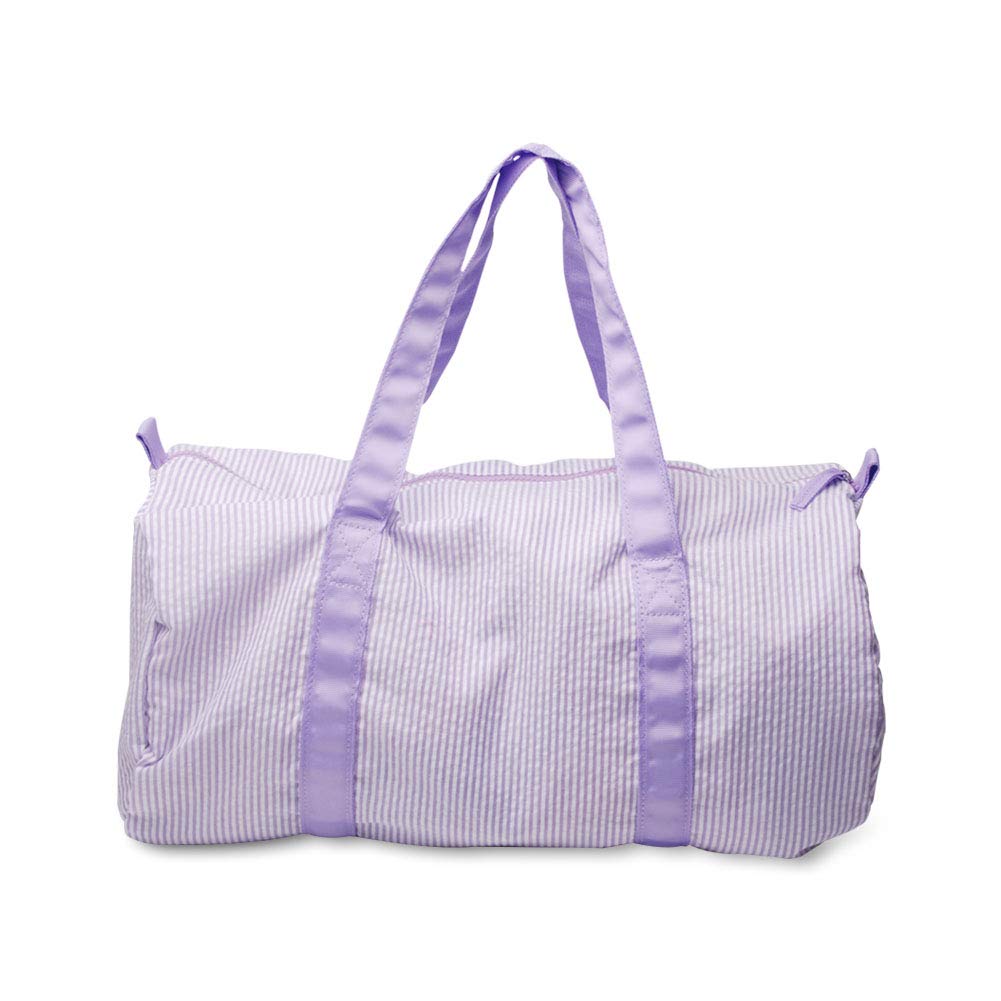 Kids Travel Overnight Bag - Seersucker Carry On Lightweight Weekender Duffle for Boys & Girls (Lavender) | Perfect for Sleepovers, Weekend Trips & Airplane Travel