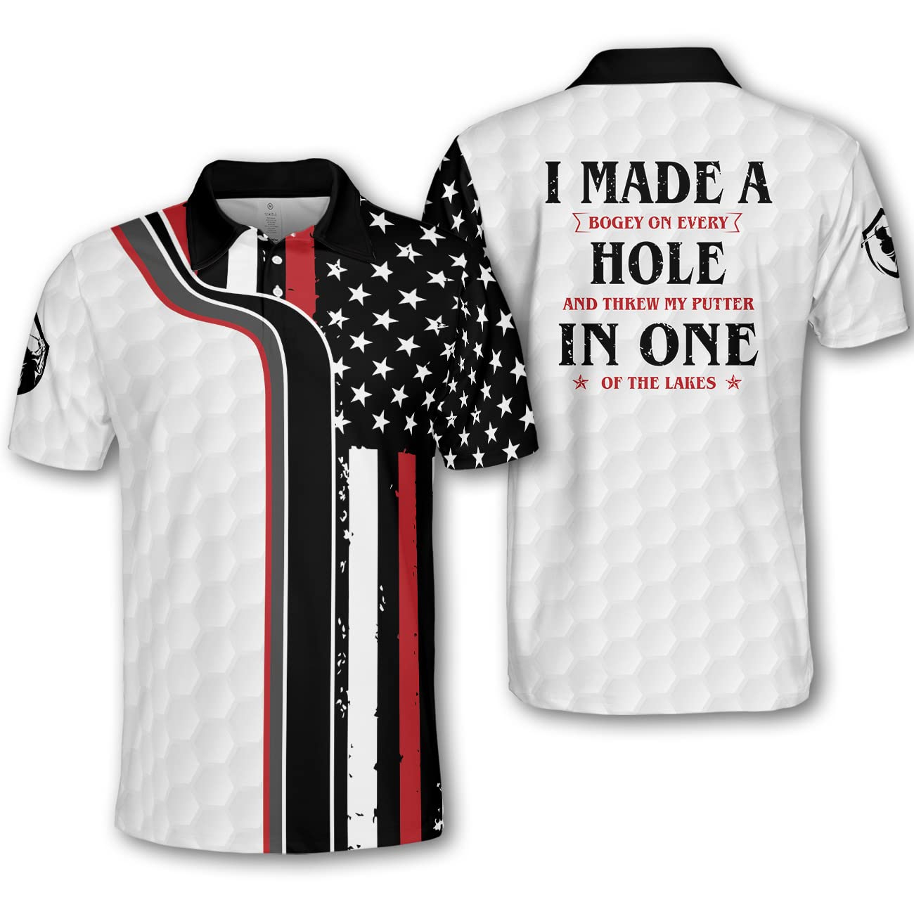 Pologen Men's American Flag Golf Polo Shirt - Patriotic & Funny Golf Apparel for Men - Perfect for Golf Outings, 4th of July Celebrations & Casual Wear
