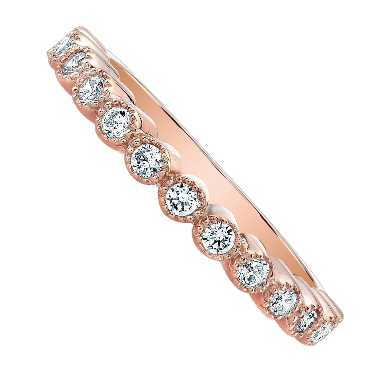 Sterling Silver Heart Crown Ring and Band Set - Rose Gold Plated Elegant Jewelry for Women, Perfect for Valentine's Day, Anniversary, Wedding & Romantic Gifts
