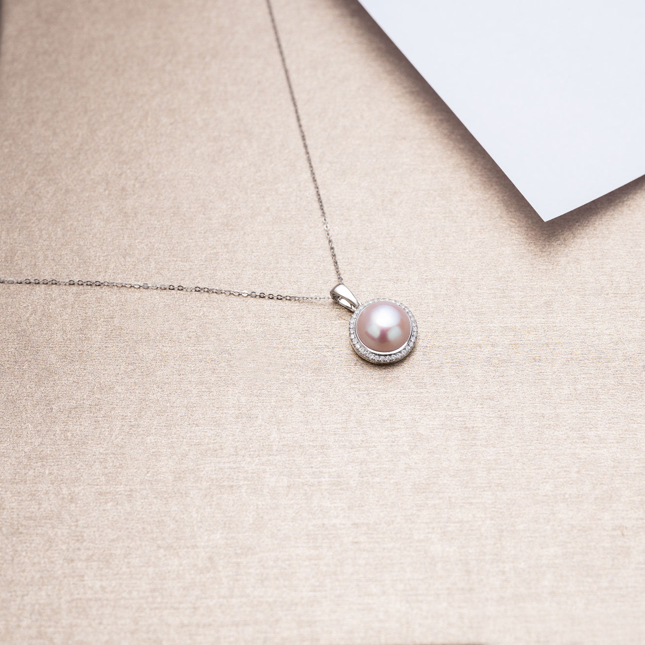 18K Solid Gold Diamond Edison Pearl Necklace KN00150 - Elegant DOME Pendant for Women | Perfect for Weddings, Anniversaries & Special Occasions