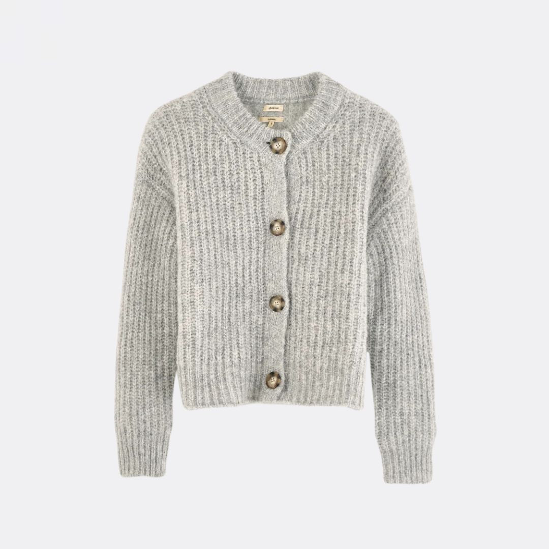Adyka Women's Light Grey Cardigan Sweater - Soft Knit Open Front Long Sleeve Wrap - Perfect for Office, Casual Outfits & Fall Layering