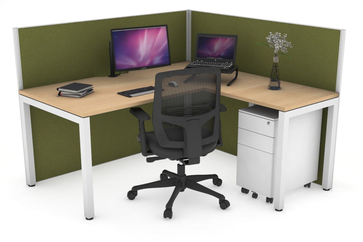 Horizon Quadro Square Legs L-Shaped Corner Office Desk - 1400L x 1800W with Cable Management | Modern Home Office Furniture for Small Spaces & Workstations