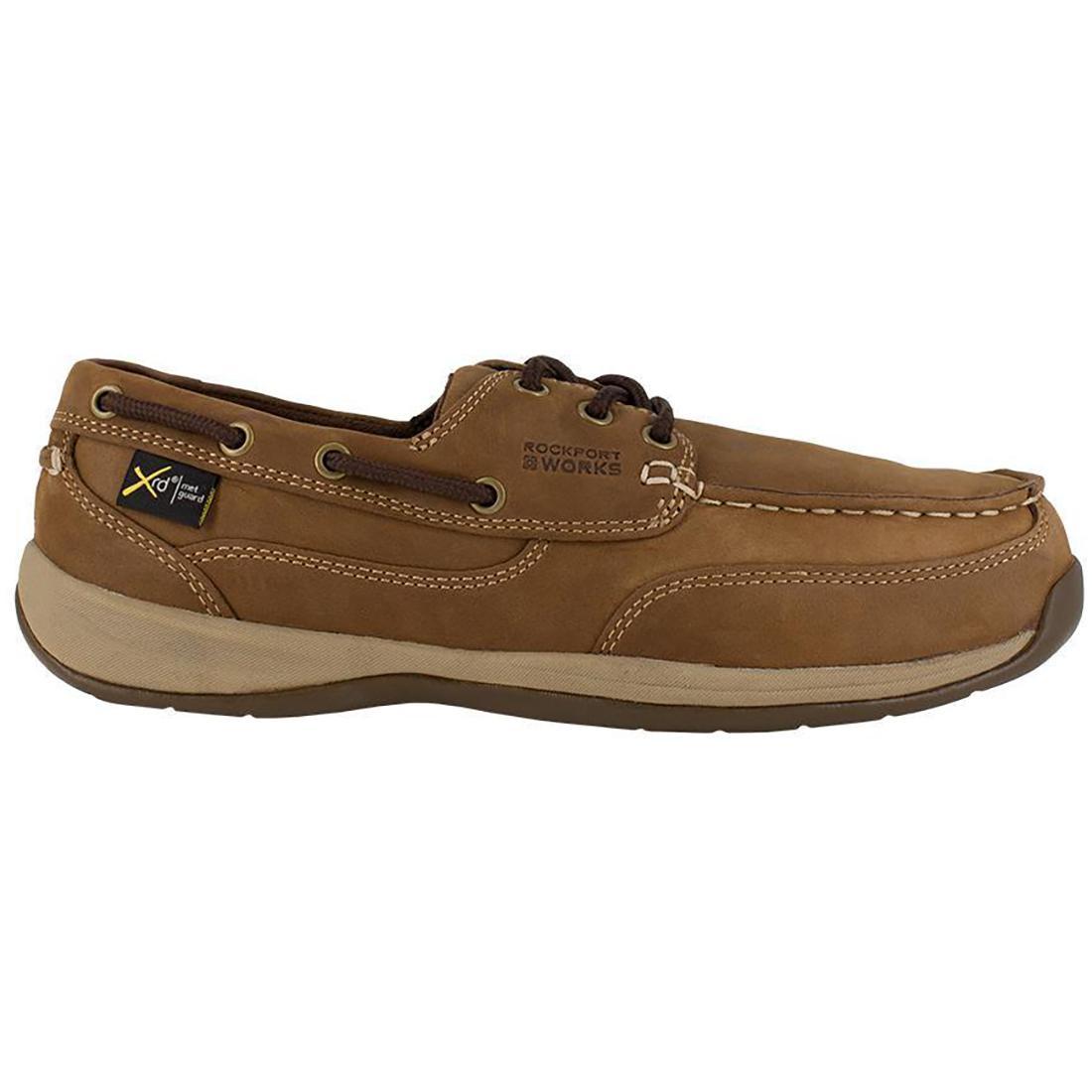 Steel Toe Slip On Work Shoes for Men - Brown Safety Shoes with Metatarsal Guard - Ideal for Construction, Warehouse & Sailing Club Activities