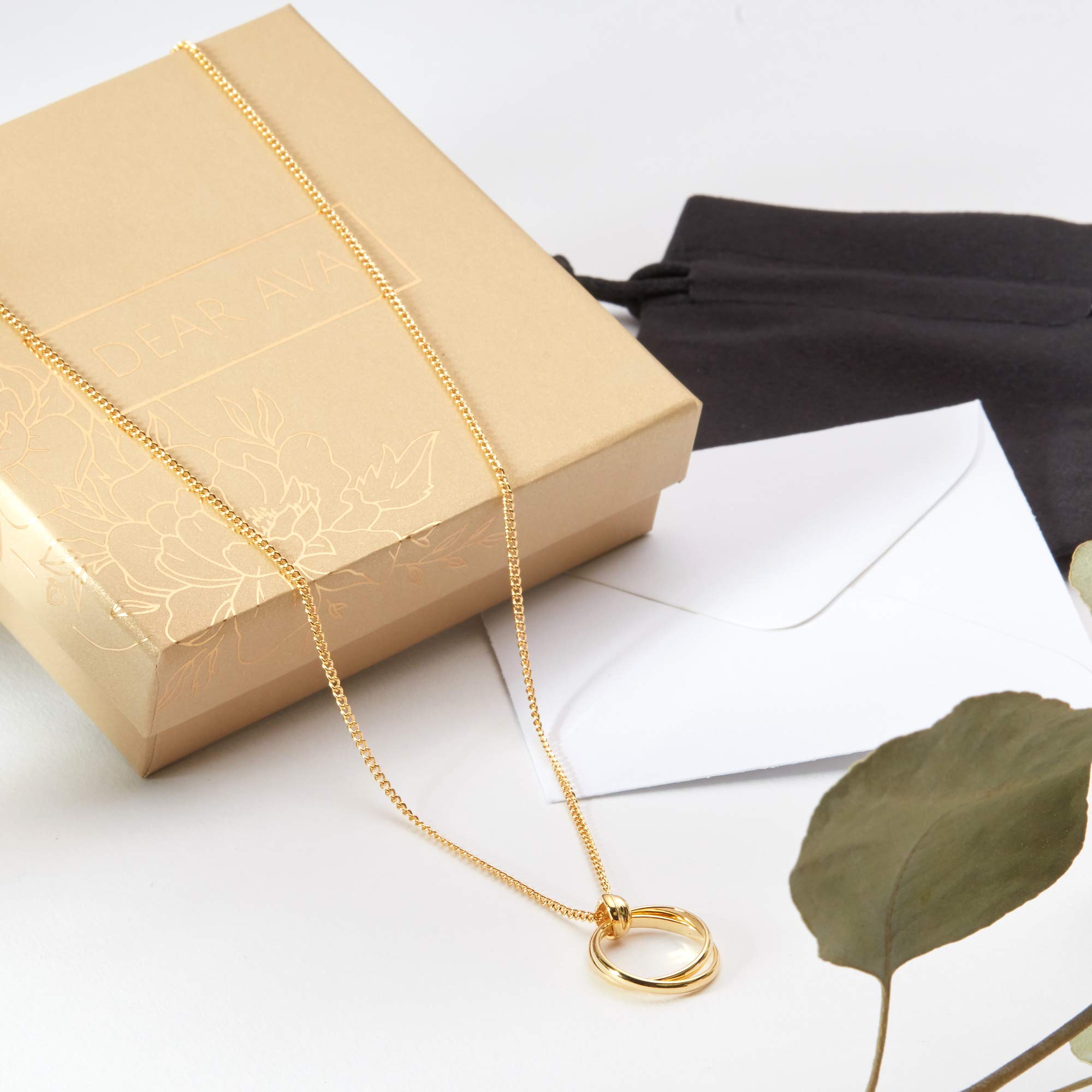 Dear Ava 20th Birthday Gift Necklace - Gold Plated Brass Linked Circles Pendant Jewelry for Women | Perfect Birthday, Anniversary & Graduation Gift for Her | Elegant Everyday Wear & Special Occasions