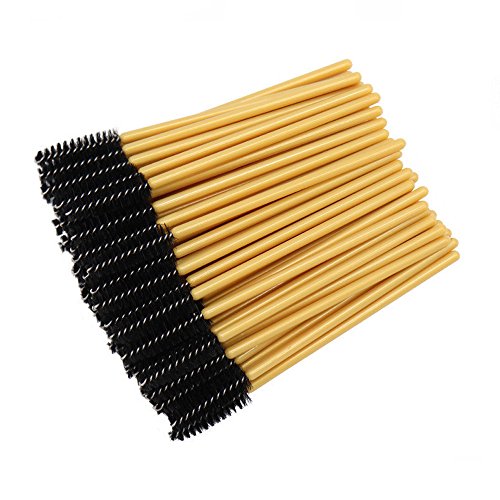 100 Pack Disposable Mascara Wands - Bulk Eyelash Brushes for Lash Extensions & Makeup Application (Gold/Black) - Perfect for Salon Professionals, DIY Beauty & Home Use