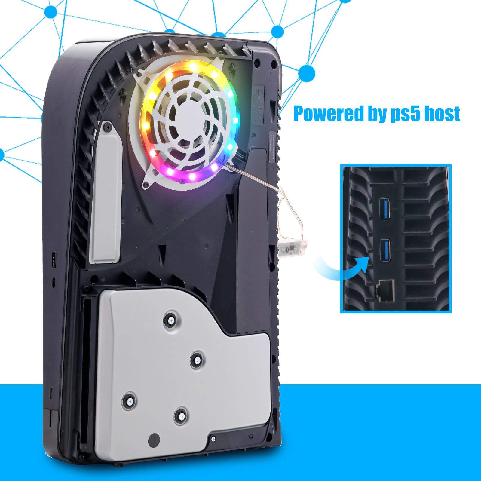 PS5 Accessories Set - Black Replacement Plates for PS5 Digital Edition & RGB LED Strip Lights with Remote Control - Enhance Gaming Setup for PlayStation 5