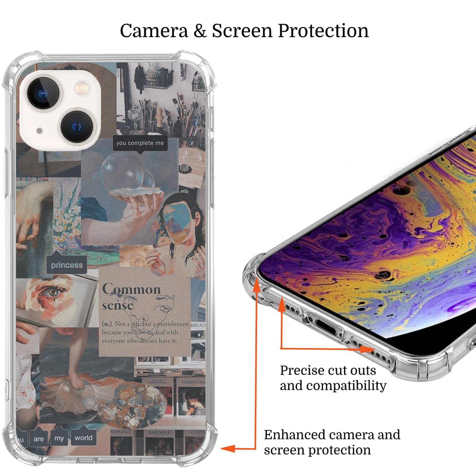 Trendy Retro Aesthetic Collage Phone Case for iPhone 13 - Unique TPU Bumper Cover for Women, Men, Girls & Boys | Perfect for Daily Use, Travel & Fashion Photography