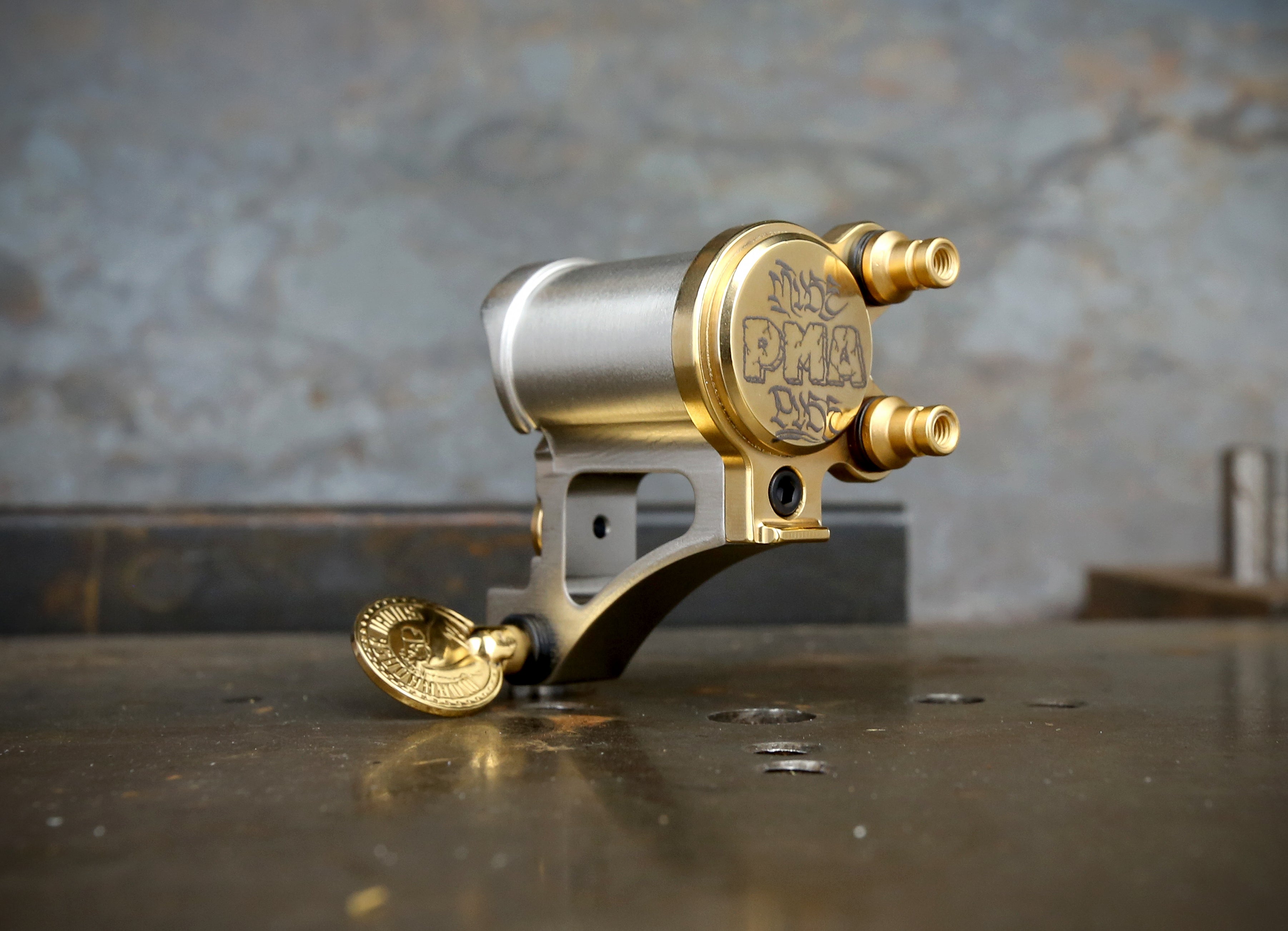 Limited Edition Mike Pike PMA Direct Drive Rotary Tattoo Machine - Nickel & Gold Finish for Professional Tattoo Artists | Perfect for Detailed Line Work and Shading