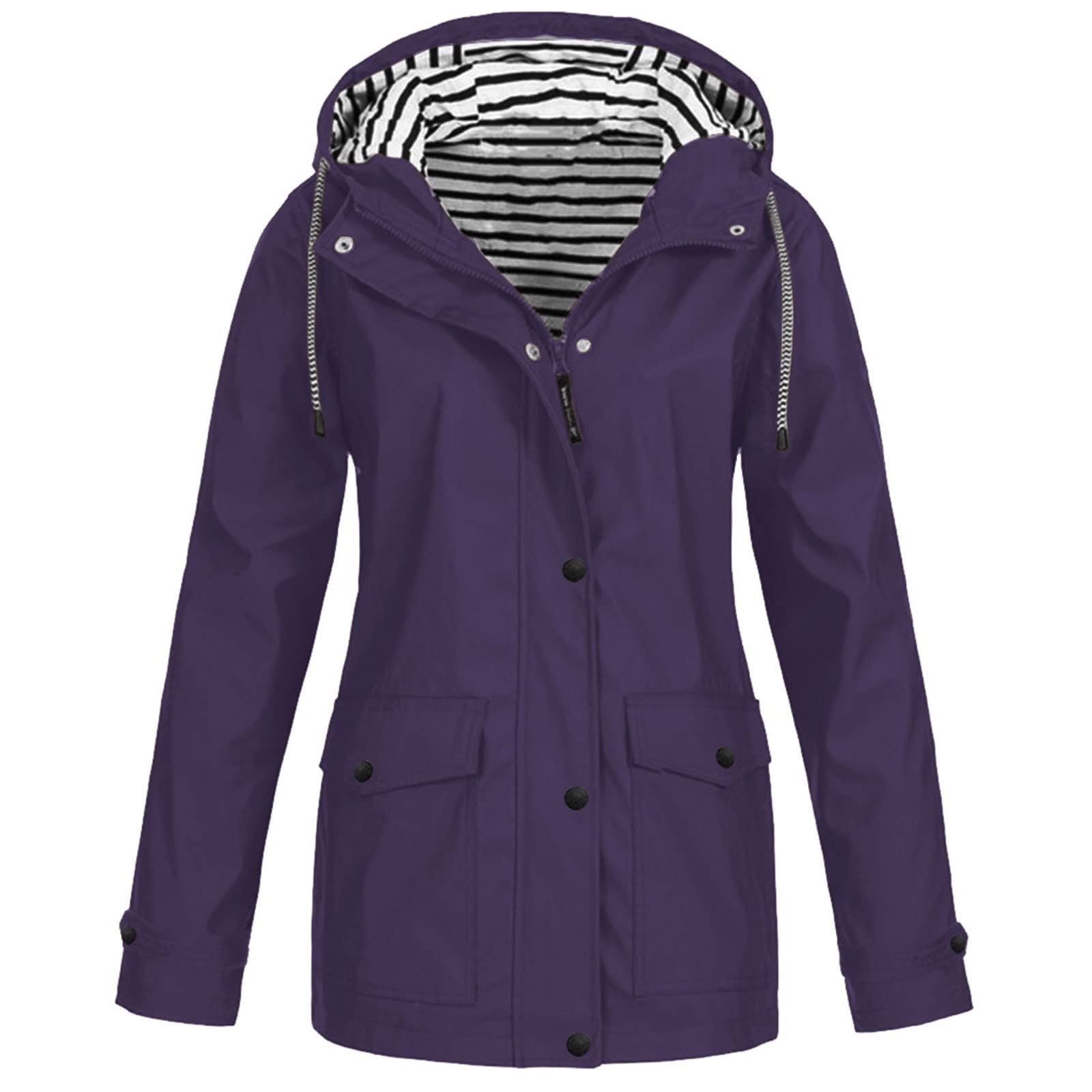 Women's Lightweight Windbreaker Jacket - Waterproof Hooded Raincoat for Outdoor Activities (Purple, Size M) | Perfect for Hiking, Running & Travel