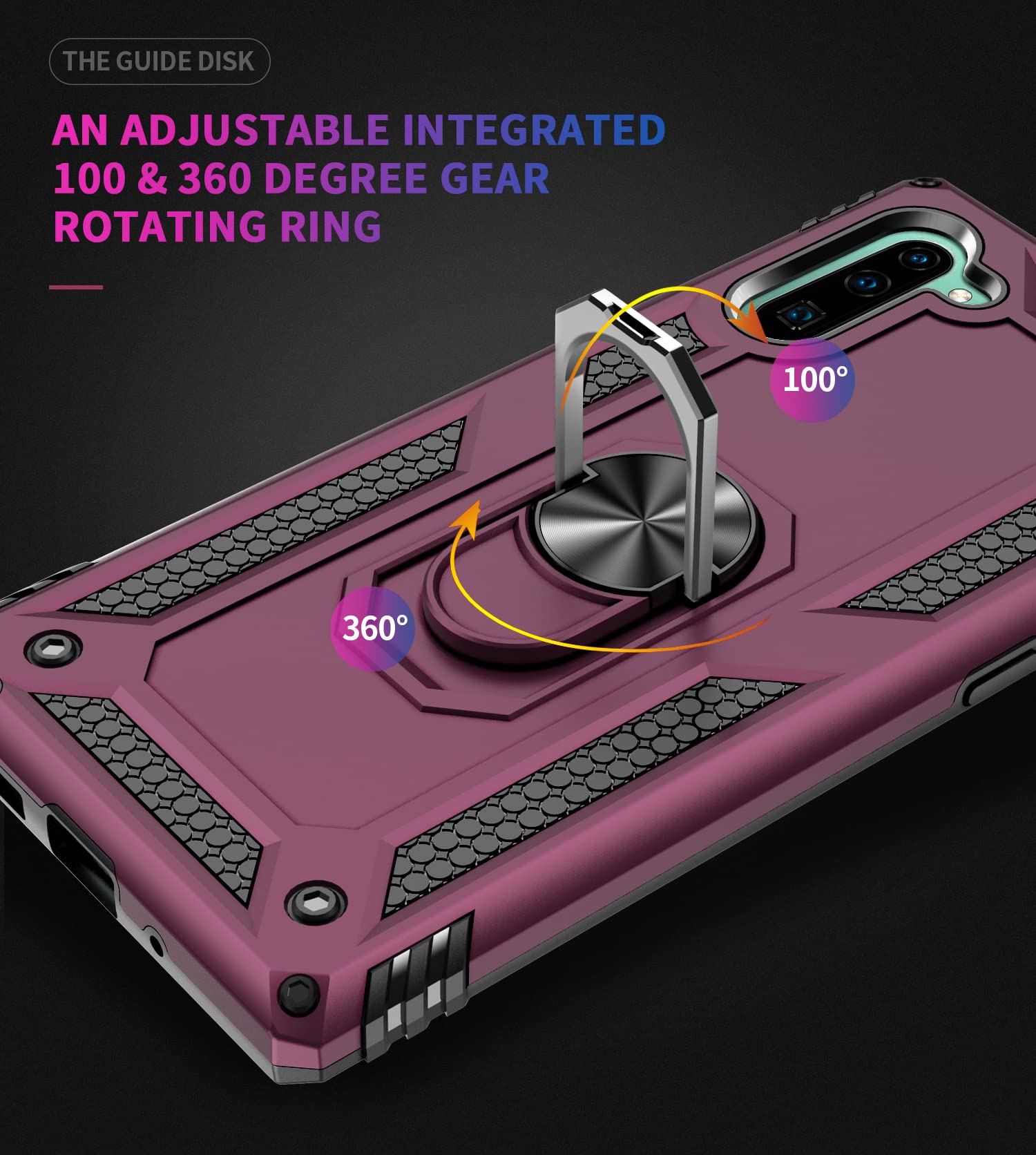 Galaxy Note 10 Case with [2 Pack] 3D Curved Tempered Glass Screen Protector & Magnetic Car Mount Holder - Wine Red - Perfect for Driving, Work, and Daily Protection