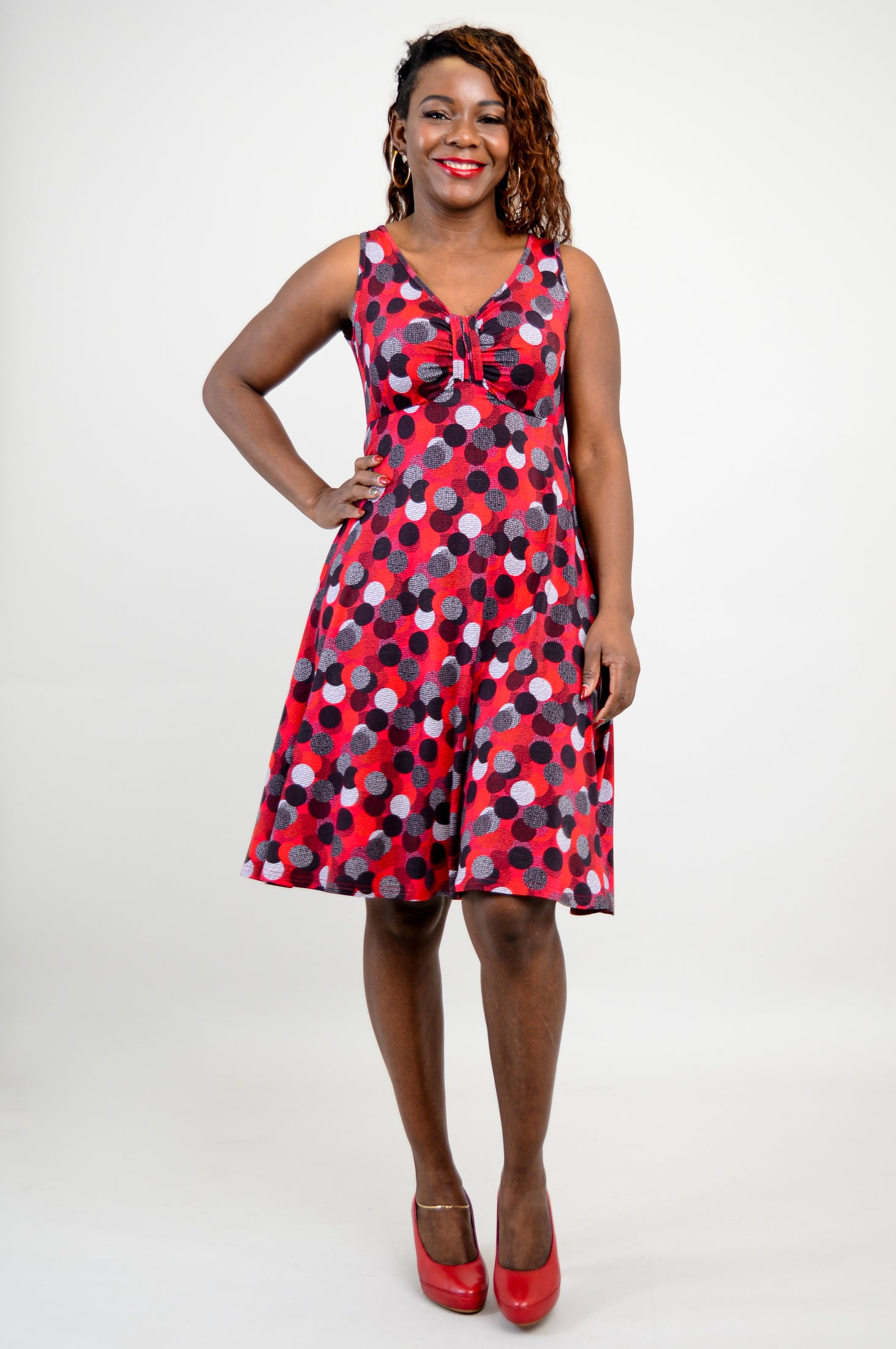 Genesis Dress - Stylish Polka Dot Dance Dress Made from Soft Bamboo Fabric, Perfect for Ballroom Dancing, Latin Dance & Performance Costumes