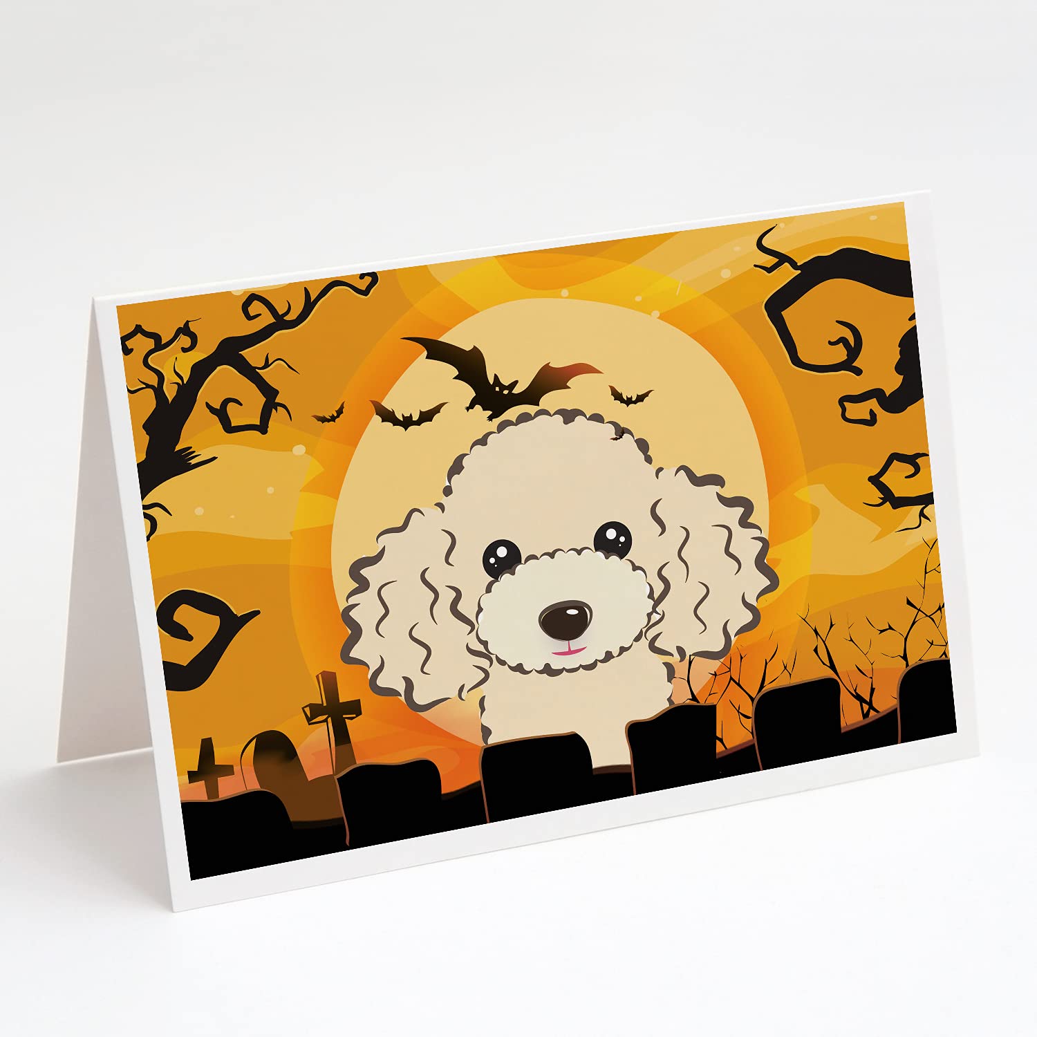 Halloween Buff Poodle Greeting Cards - Pack of 8 Blank A7 Size (5x7) Note Cards with Envelopes | Whimsical Dog-Themed Stationery for Halloween Parties, Invitations & Festive Correspondence
