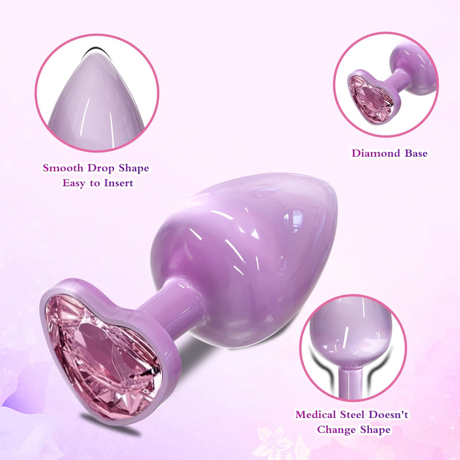 **Small Anal Plug for Beginners - Heart-Shaped Jewel Base, G-Spot Stimulation, Unisex Adult Toy for Women & Men (Pink) | Perfect for Couples Play & Solo Exploration**