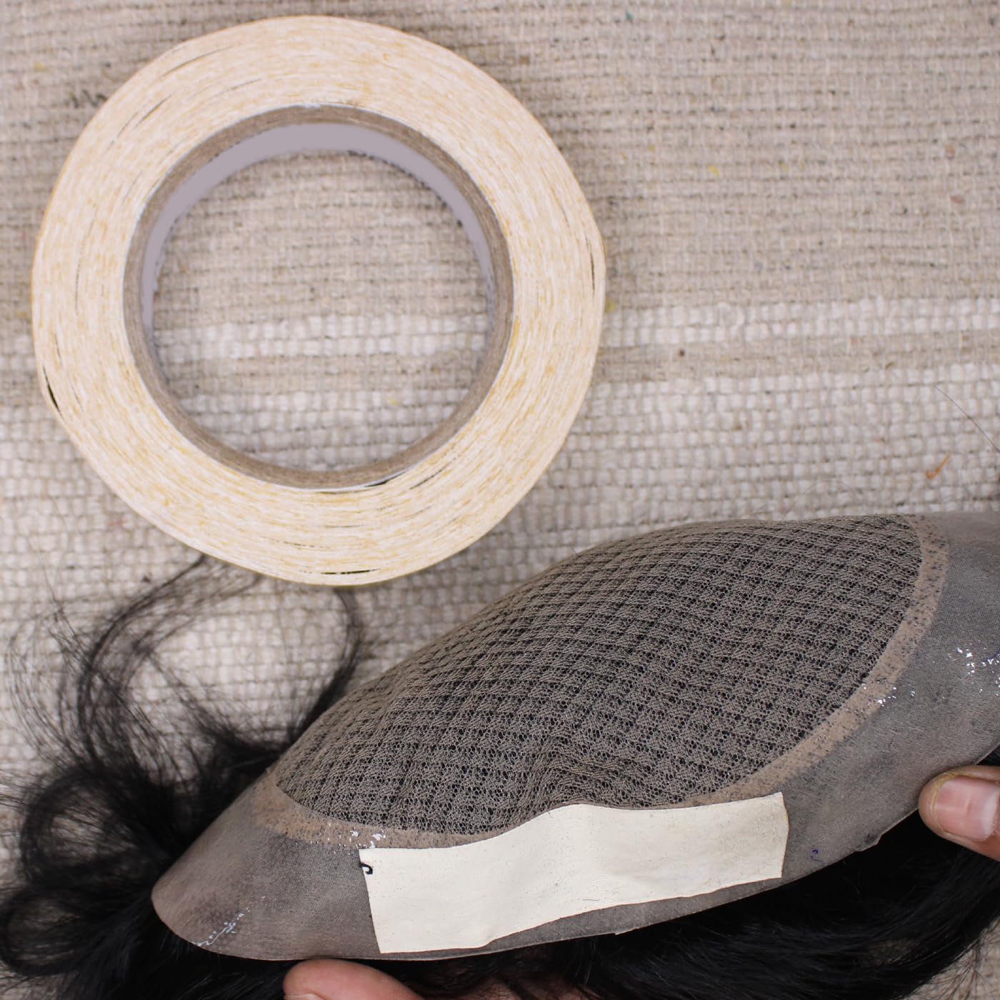 Glan Double Sided Waterproof Hair Tape - Strong Hold for Hair Patches, Extensions & Wigs - Yellow Liner Front Lace Tape for All Toupees - Perfect for Daily Wear, Cosplay & Hair Styling