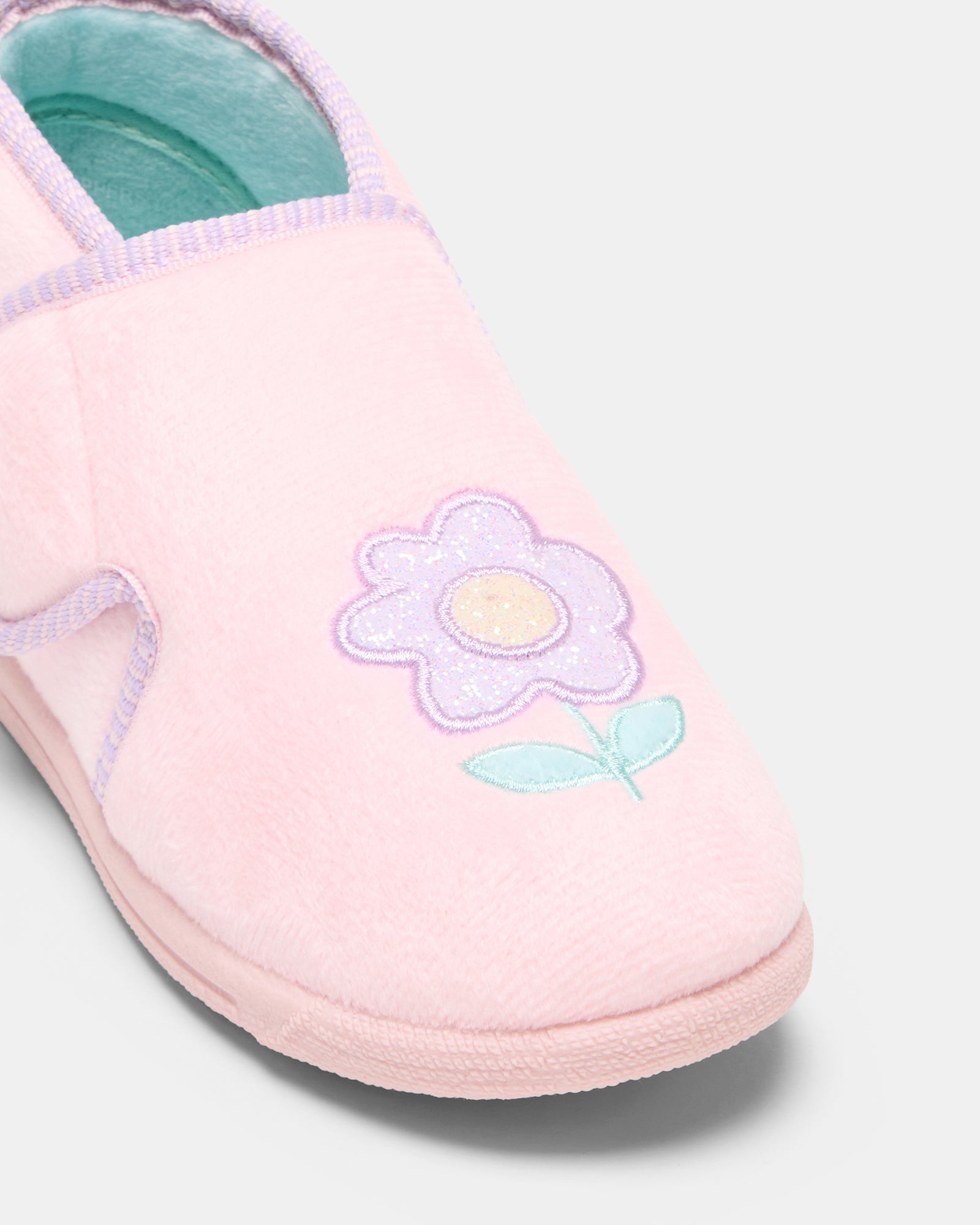 Petal Sparkle Slippers for Women - Soft Light Pink House Shoes with Glitter Details - Cozy Indoor & Outdoor Slides for Home, Spa, and Lounging