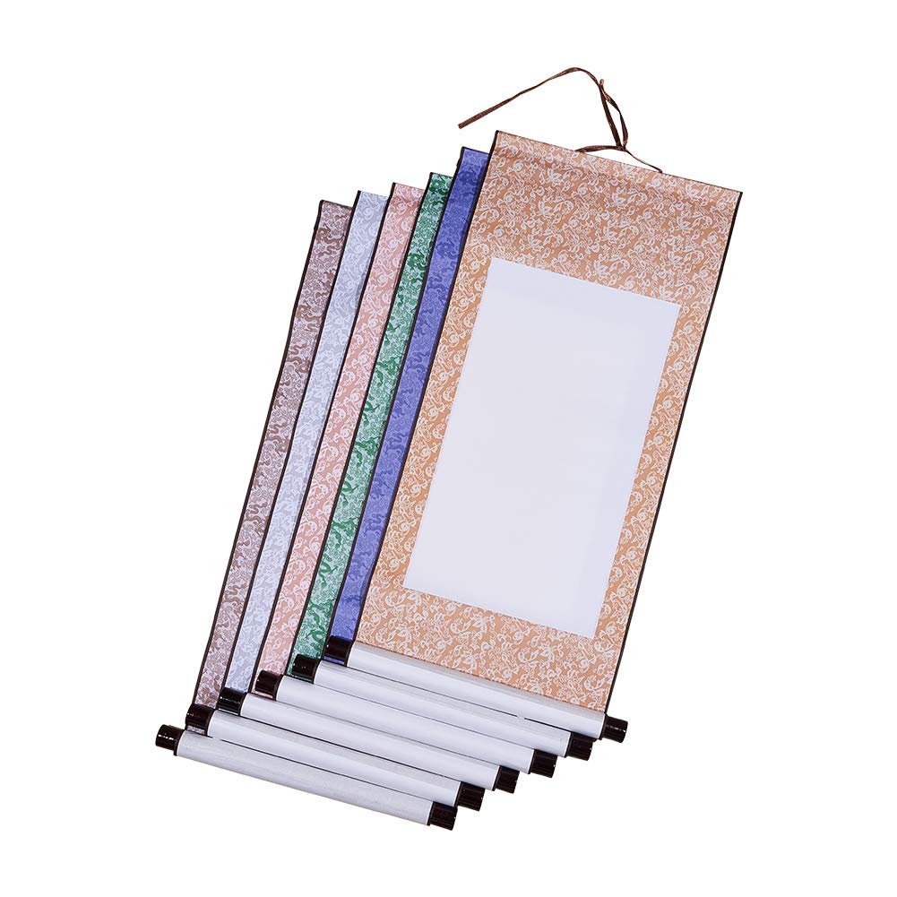 WANDIC 6-Piece Blank Hanging Scroll Set for Chinese Calligraphy & Art Painting - Premium Wall Mount Scrolls with Traditional Paper for Home Decor, Office Display, and Gift Giving