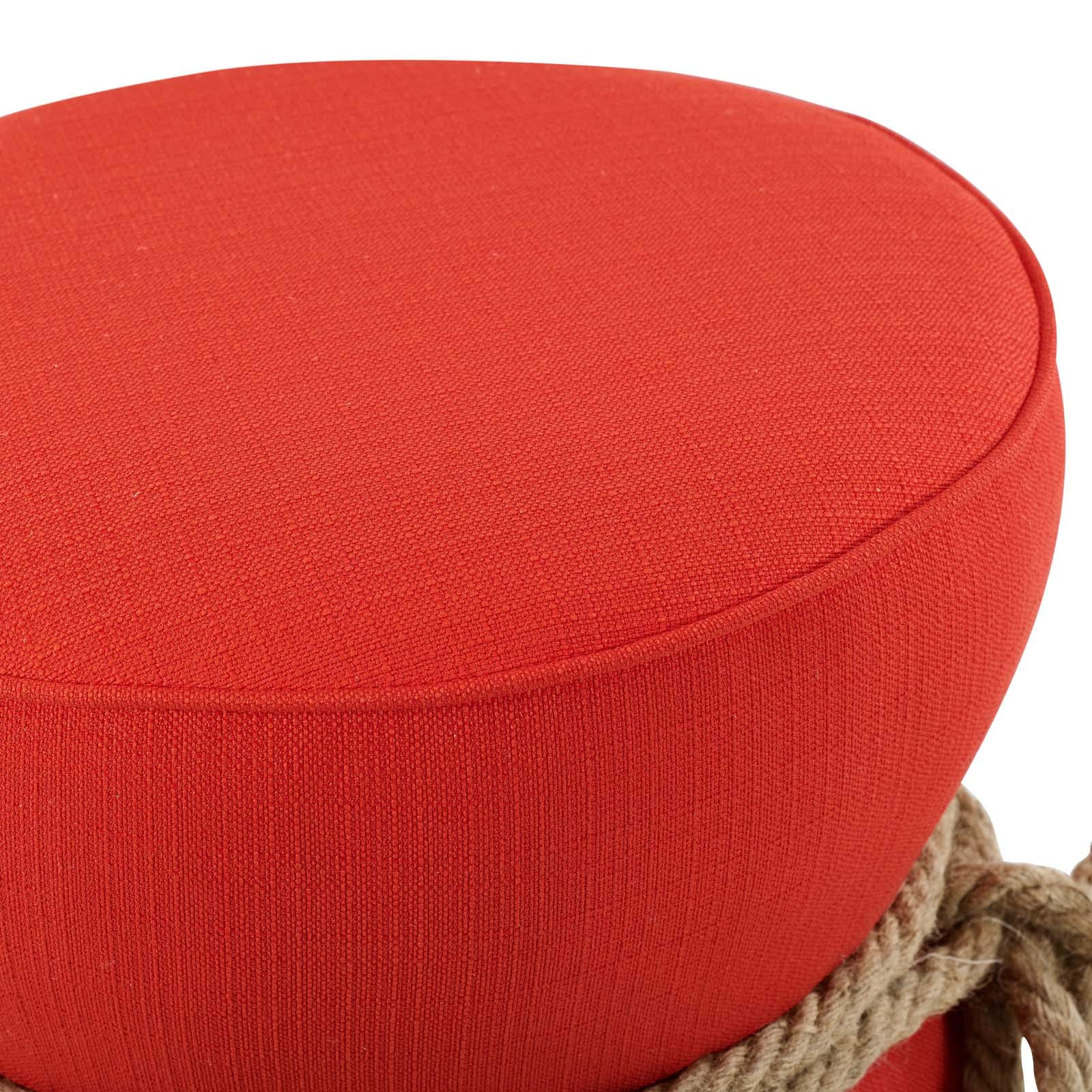 Modern Accent Chair with Ottoman - Contemporary Designer Living Room Lounge Club Lobby Furniture - Orange Red Fabric Upholstery - Perfect for Home, Office, Hotel & Waiting Areas