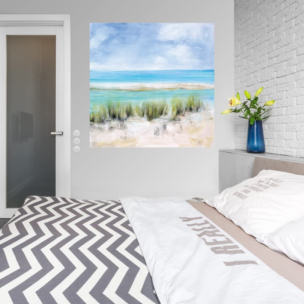 Captiva Island Fine Art Canvas Wall Decor by Artist Mila Apperlo - 32x32 Inch Ready to Hang Painting for Living Room, Bedroom, Office & More - Coastal Home Decor, Beach House Wall Art