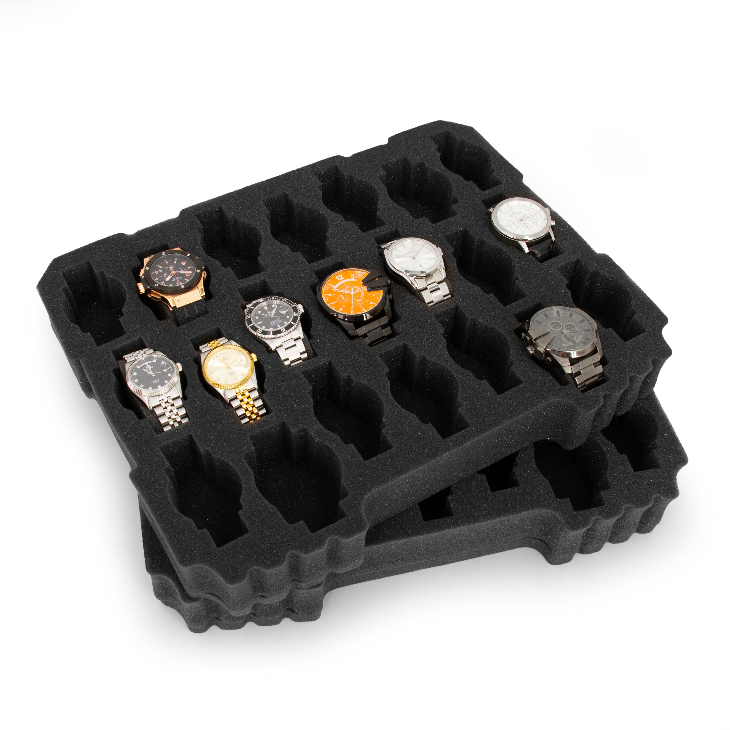 CASEMATIX Hard Shell Watch Travel Case with 42 Slots - Premium Watch Roll Holder for 24mm to 56mm Watch Faces - Durable Watch Storage Box with Custom Foam Interior - Perfect for Travel, Collection Display & Luxury Watch Protection