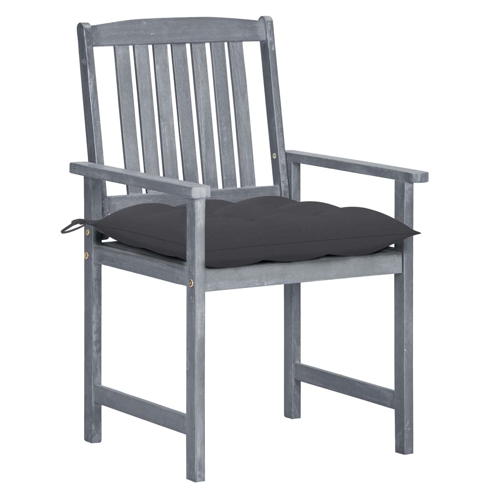 vidaXL 2-Piece Gray Acacia Wood Patio Chairs Set with Anthracite Cushions - Modern Outdoor Garden Furniture for Patio, Deck & Lounge - Rustic Style, 17.1