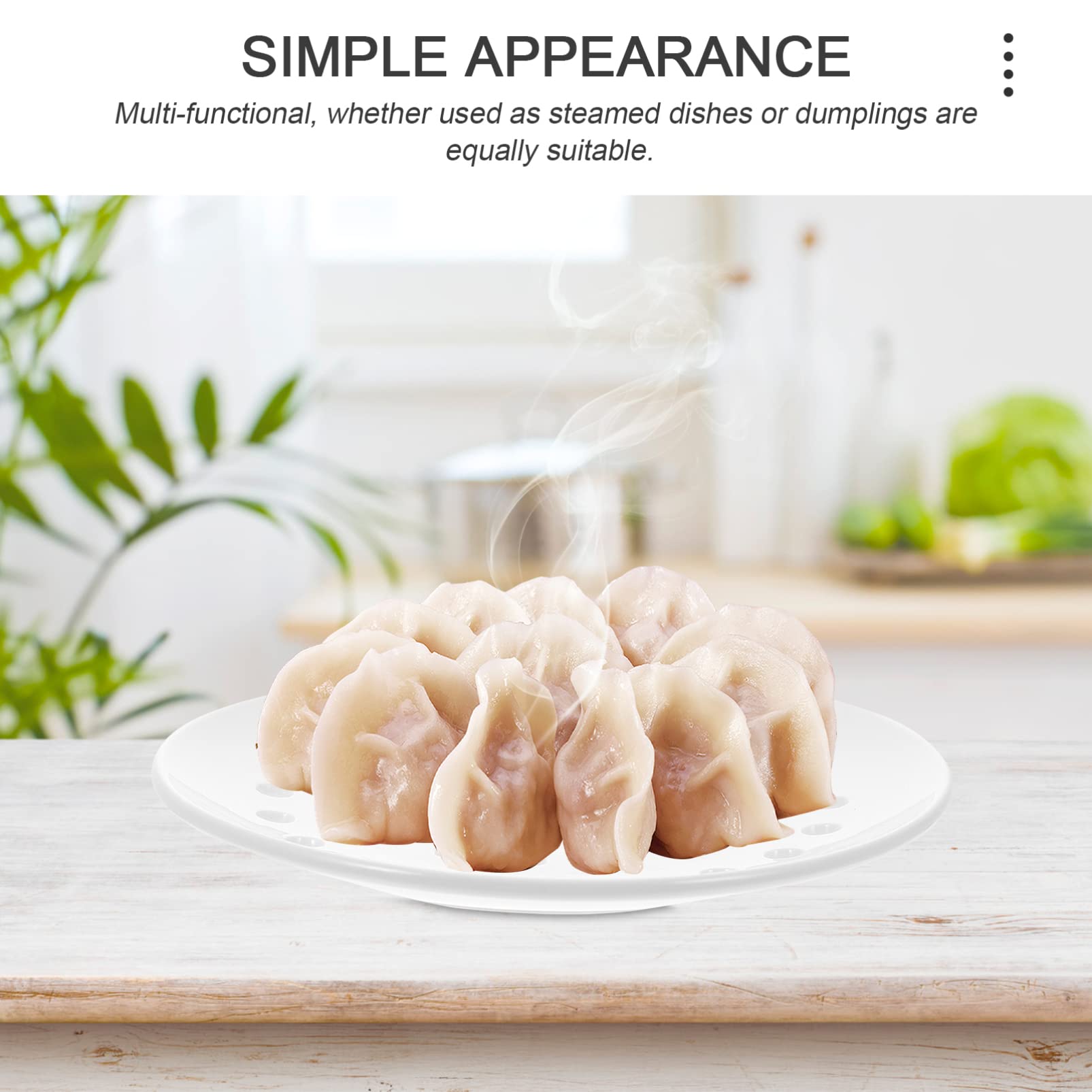Hemoton 18cm Ceramic Steamer Plate with Holes - Porcelain Dumpling Steamer, Bun & Seafood Cooking Tray for Healthy Asian Cuisine | Perfect for Steaming Vegetables, Dim Sum & Seafood at Home