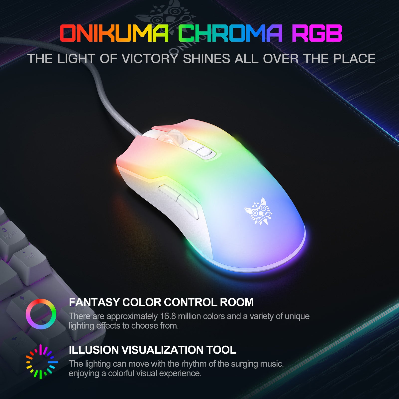 ONIKUMA CW922 Wired Gaming Mouse - 7200 DPI, 7 Programmable Buttons, RGB Backlit for PC & Laptop - Silent Click Optical Mouse for Gaming, Office Work & Home Use