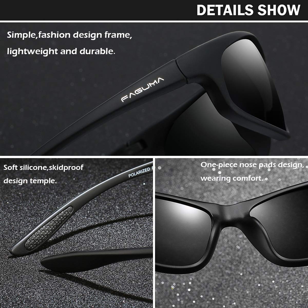 FAGUMA Polarized Sports Sunglasses for Men - UV400 Protection, Anti-Glare Cycling, Driving & Fishing Sunglasses - Perfect for Outdoor Activities, Running, Hiking and Beach