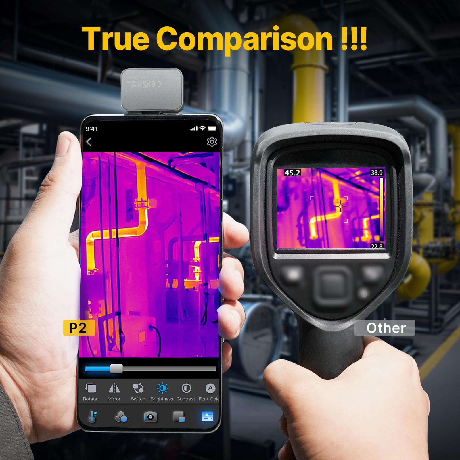 High Resolution P2 Thermal Camera for Android Phone - 512×384 IR Sensor, 256×192 Resolution, 15X Zoom, ±1.5℃ Accuracy (-4°F~1112°F) | Perfect for Home Inspection, Electrical Maintenance & Outdoor Adventures