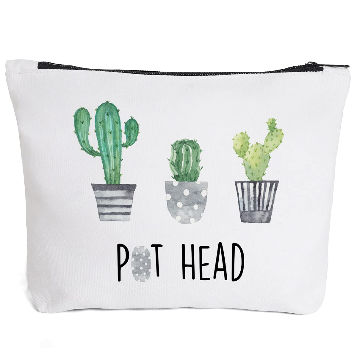 Funny Green Pot Head Makeup Bag - Cute Cannabis-Themed Zipper Pouch for Women, Teens & Best Friends | Perfect Cosmetic Travel Organizer & Toiletry Case | Great Birthday & Christmas Gift for Sisters & Makeup Lovers | Use for Travel, Gym, Beach & Daily Essentials Storage