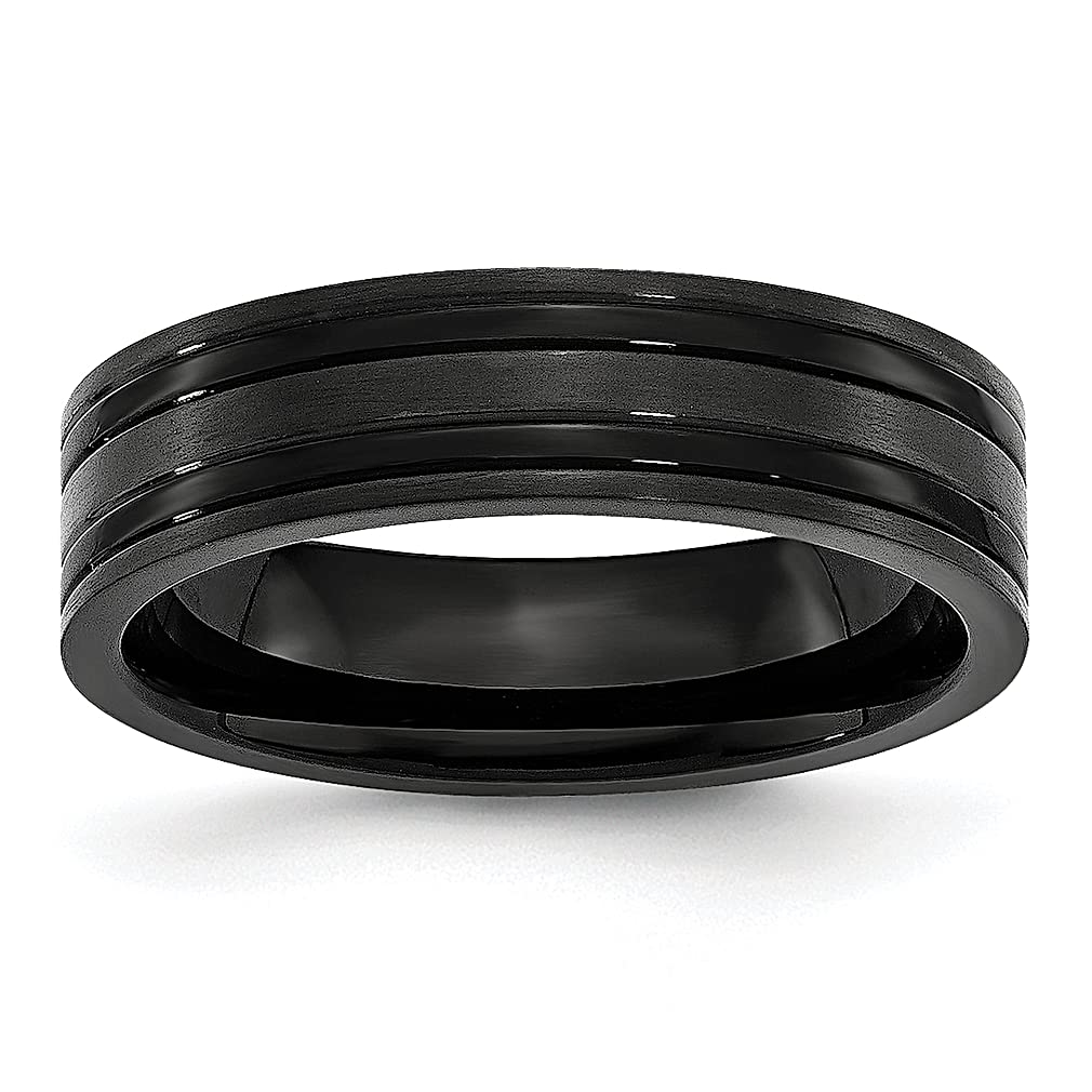 ICE CARATS Titanium Black 6mm Band Ring for Men - Durable Wedding Ring, Anniversary Gift for Him, Husband, Dad - Perfect for Everyday Wear & Special Occasions