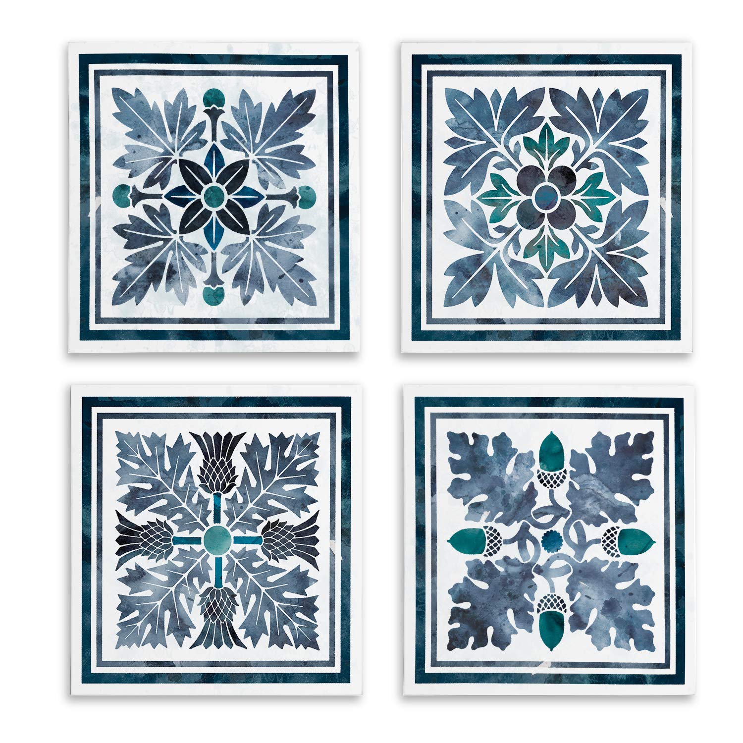 Nature Wash by Carol Robinson - Set of 4 Abstract Gallery Wrapped Canvas Wall Art Prints | Modern Home Decor for Living Room, Bedroom & Office