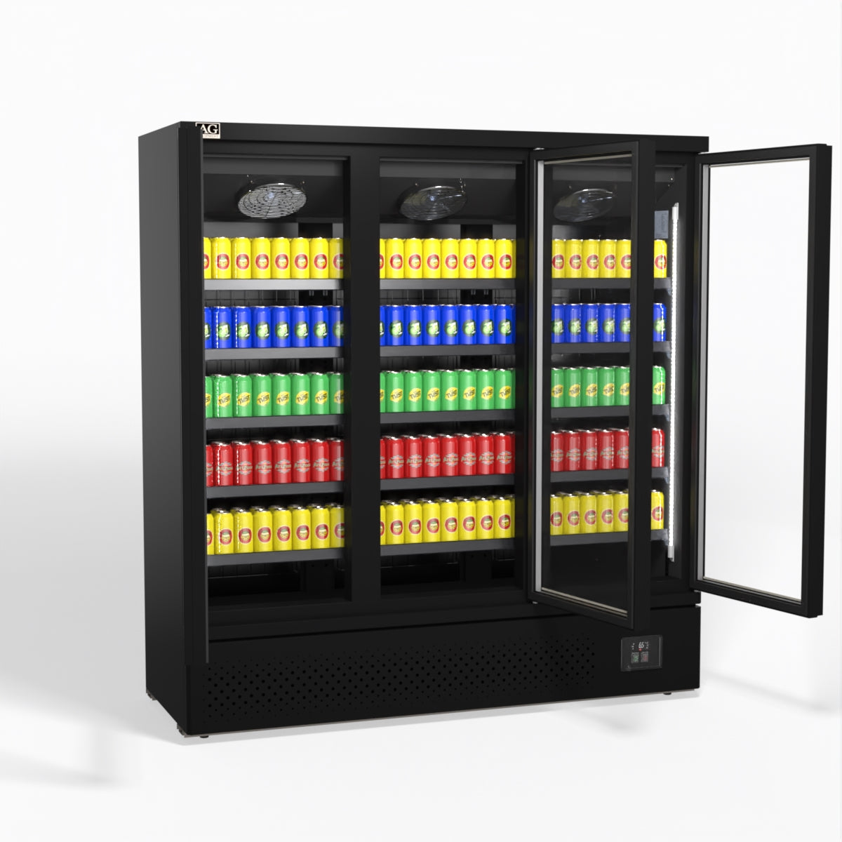 AG Supermarket 3 Glass Door Commercial Upright Display Refrigerator 1539L (54.3 cu ft) - CSB1500 for Grocery Stores, Restaurants & Convenience Shops