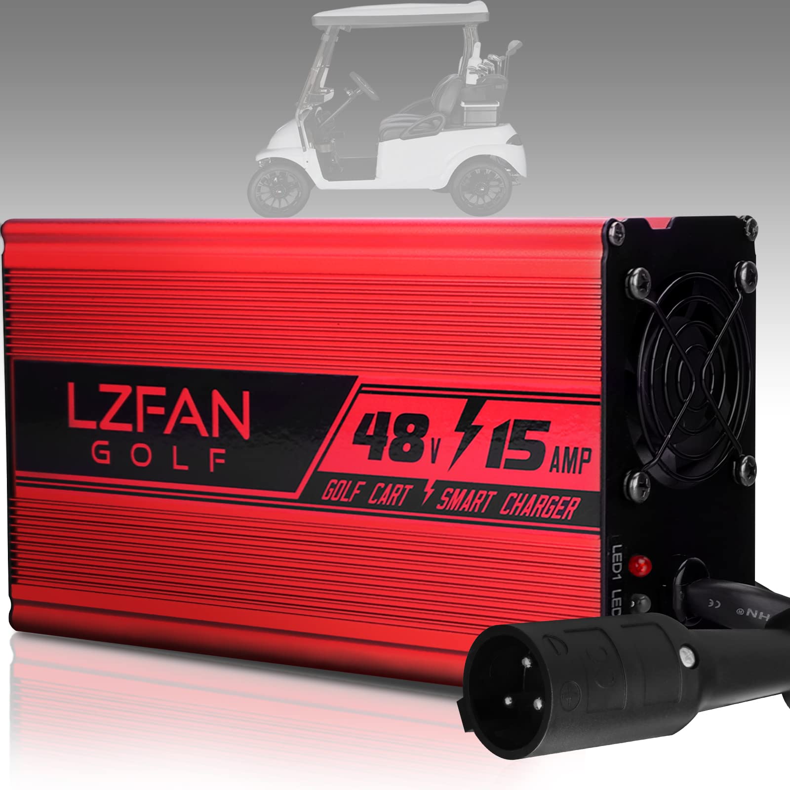 48V 15AMP Golf Cart Battery Charger for Club Car with 3-Pin Round Plug | Fast Charging, Waterproof Design | Perfect for Golf Courses, Resorts & Home Use
