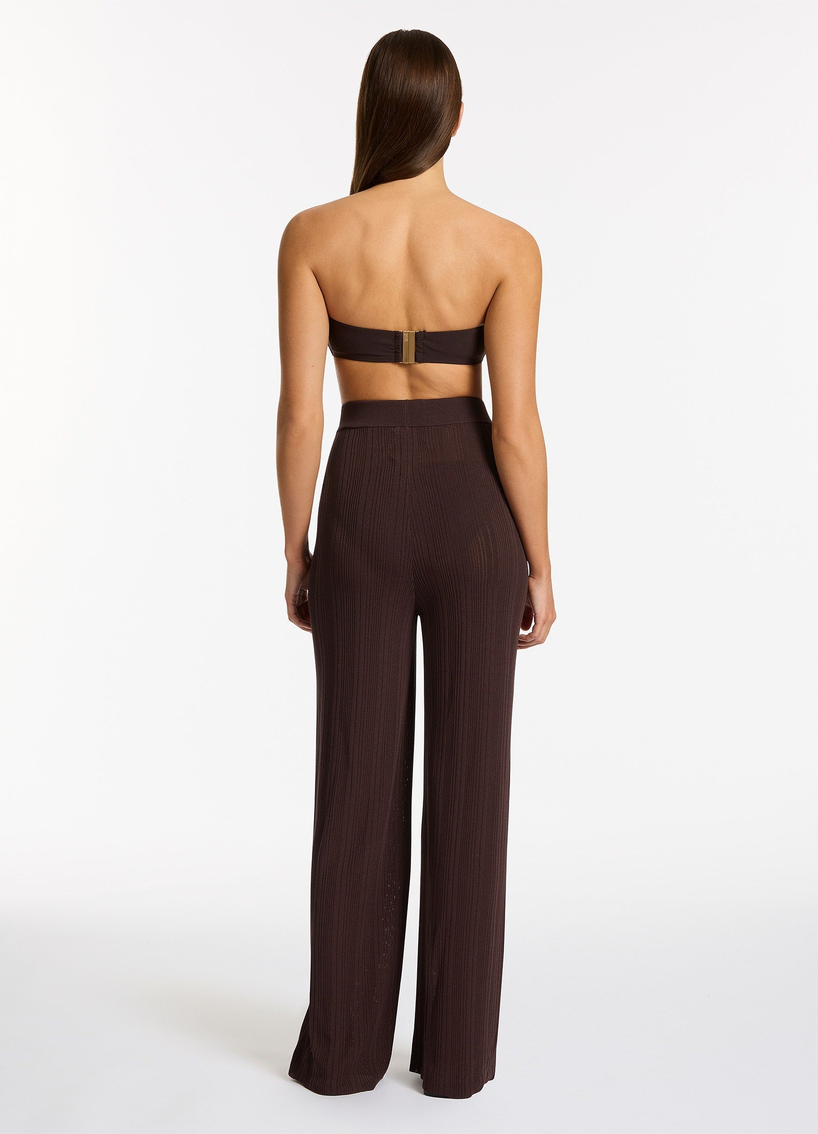 Jetset Women's High Waist Wide Leg Pants - Chocolate Brown for Casual & Office Wear | Comfortable Stretch Fabric | Trendy Lounge Pants for Travel & Everyday Style