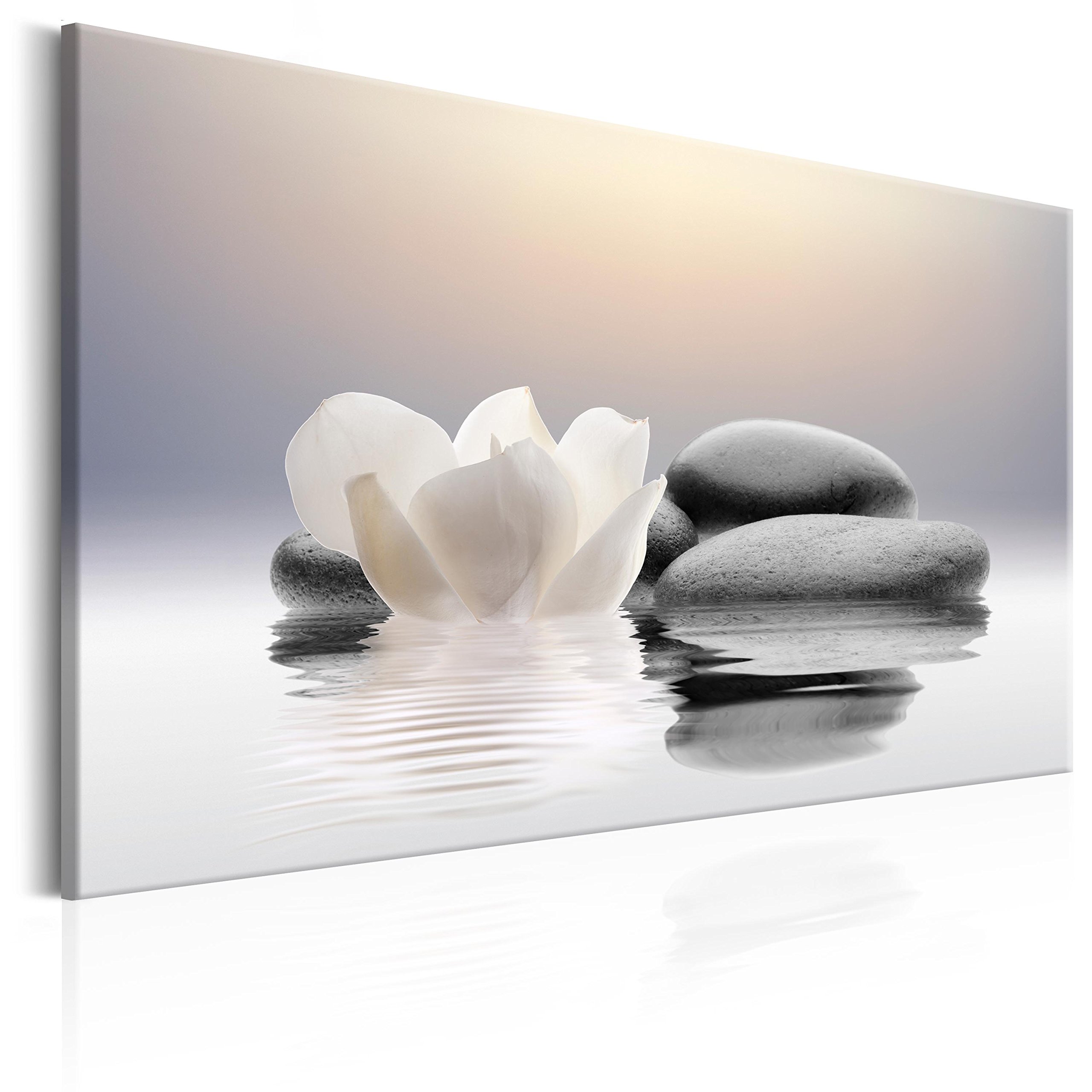 Artgeist Zen Flowers Stone Spa Wellness Framed Canvas Wall Art Print 35x24 Inch - Stretched Home Decor Painting for Living Room, Bedroom & Office Relaxation