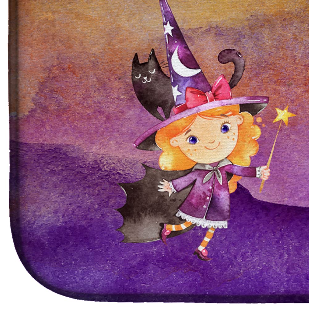 Halloween Witch Dish Drying Mat - Absorbent Kitchen Counter Mat (14x21