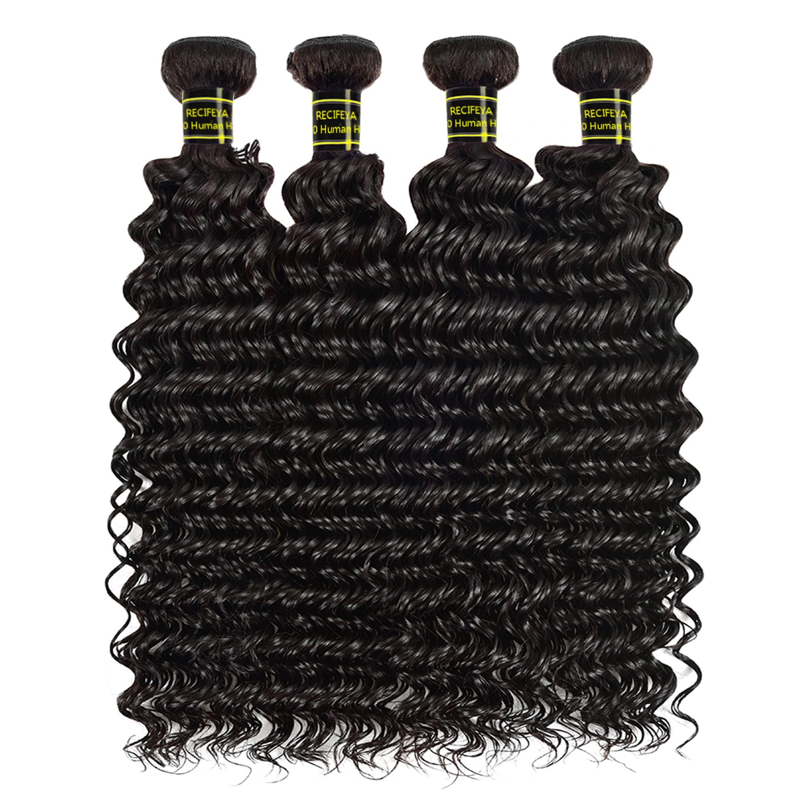 100% Virgin Brazilian Human Hair Bundles - Deep Wave & Curly Hair Extensions - Unprocessed Natural Color (22 24 26 28) - Perfect for Daily Wear, Parties & Special Occasions