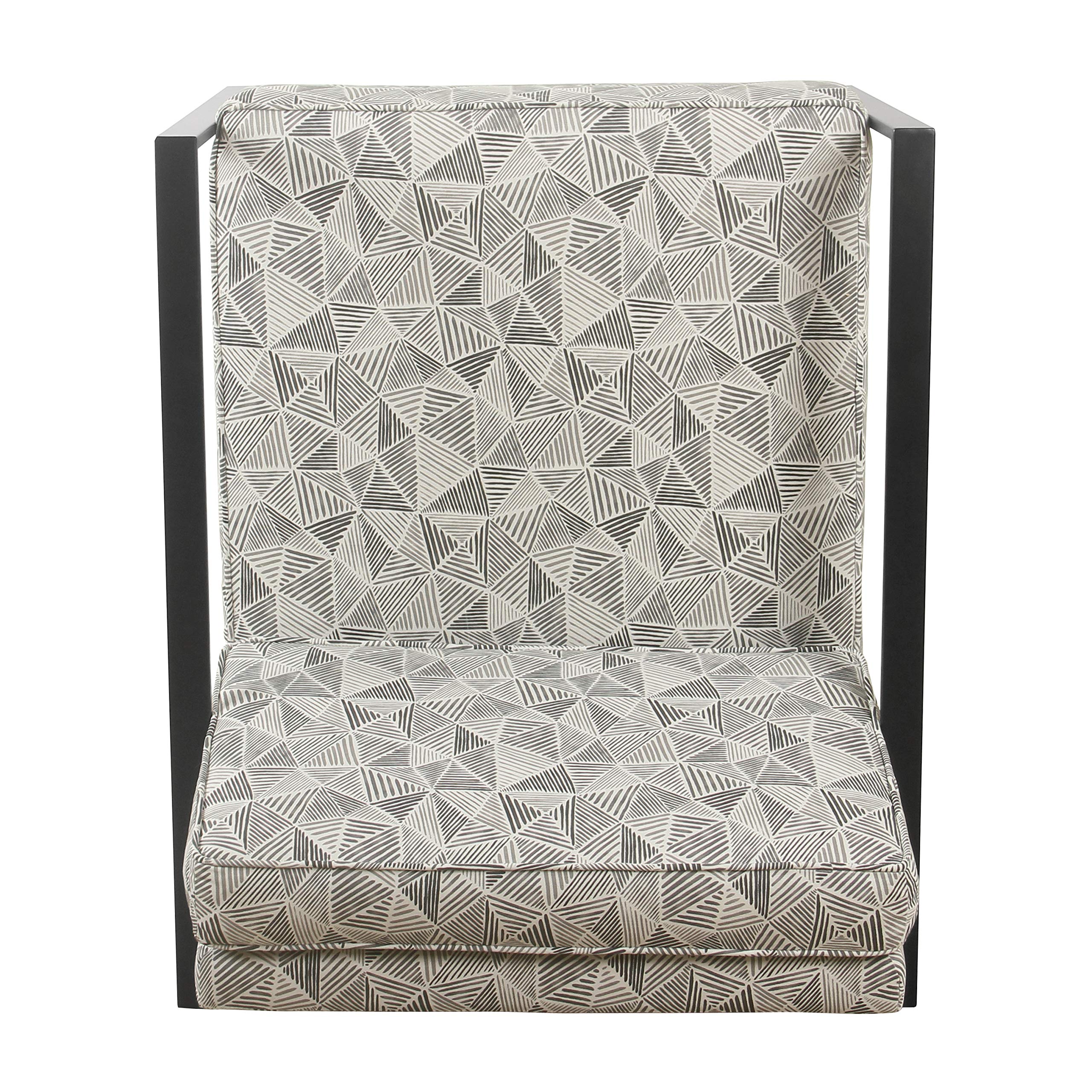 Hudson Modern Velvet Accent Chair with Sturdy Metal Frame - Gray Lines Upholstered Living Room Chair for Home Office, Lounge & Bedroom Decor