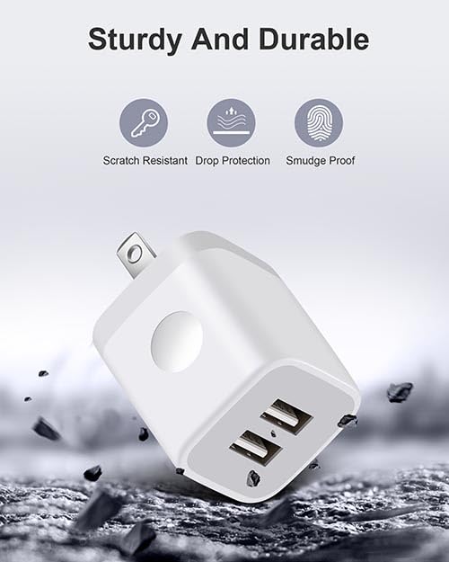 USINFLY 3-Pack 2.1A Dual Port USB Wall Charger - Fast Charging Cube Power Adapter for iPhone 14/13/12/11/Pro Max/SE/XS/XR/X/8/7/6/6S Plus, Samsung Galaxy, Moto, LG & Android Phones - Perfect for Home, Office & Travel Charging