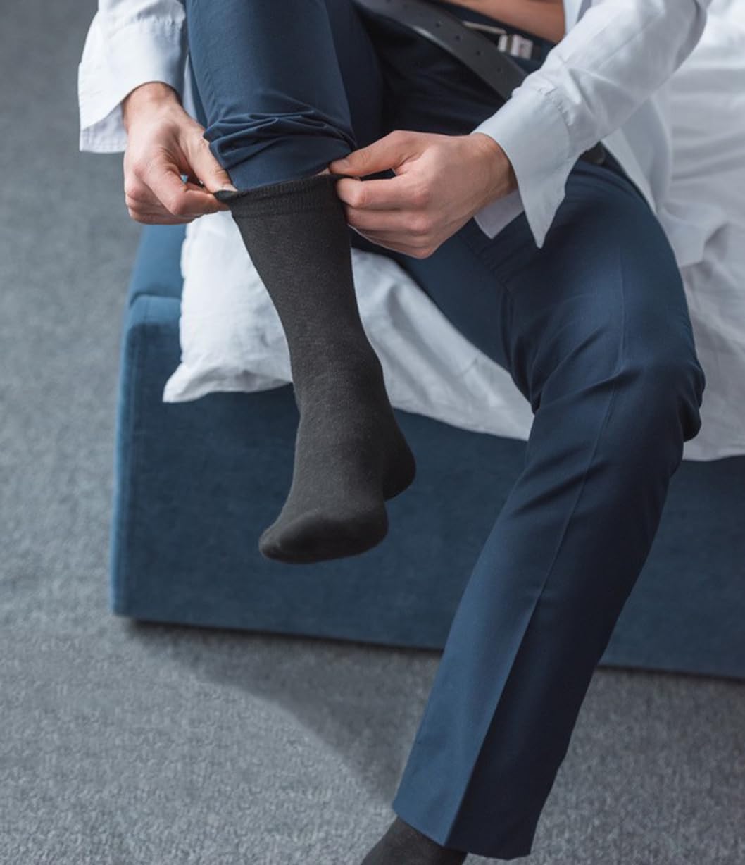 Premium Men's Dress Socks 5-Pack - 100% Cotton Business Formal Socks for Office & Wedding - Soft, Breathable, Calf-Length Crew Socks for Work, Dress Shoes & Everyday Comfort