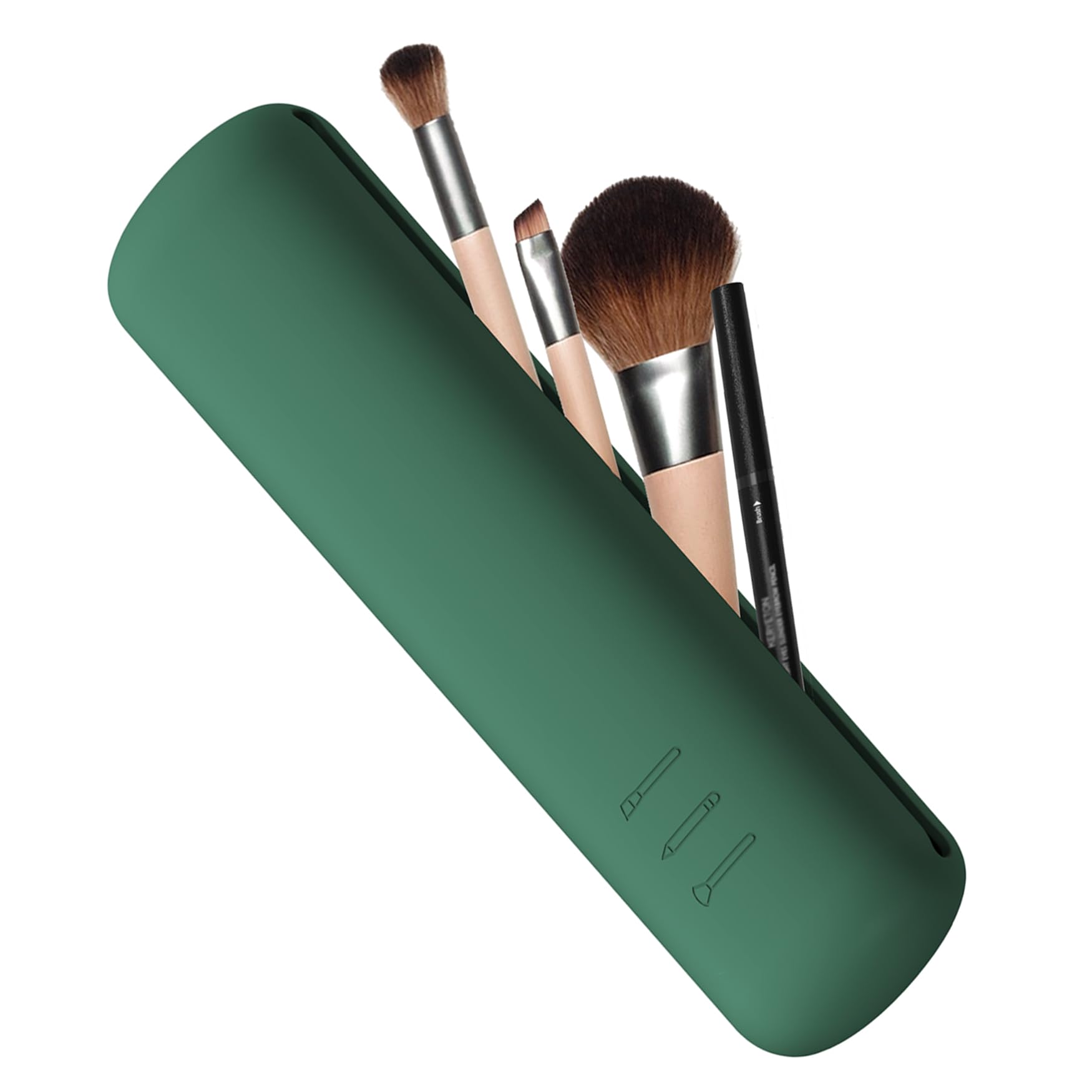 FVION Silicone Travel Makeup Brush Holder with Magnetic Closure - Portable Makeup Brush Organizer Pouch Case for On-the-Go Beauty (Green) | Perfect for Travel, Gym & Daily Cosmetics Storage