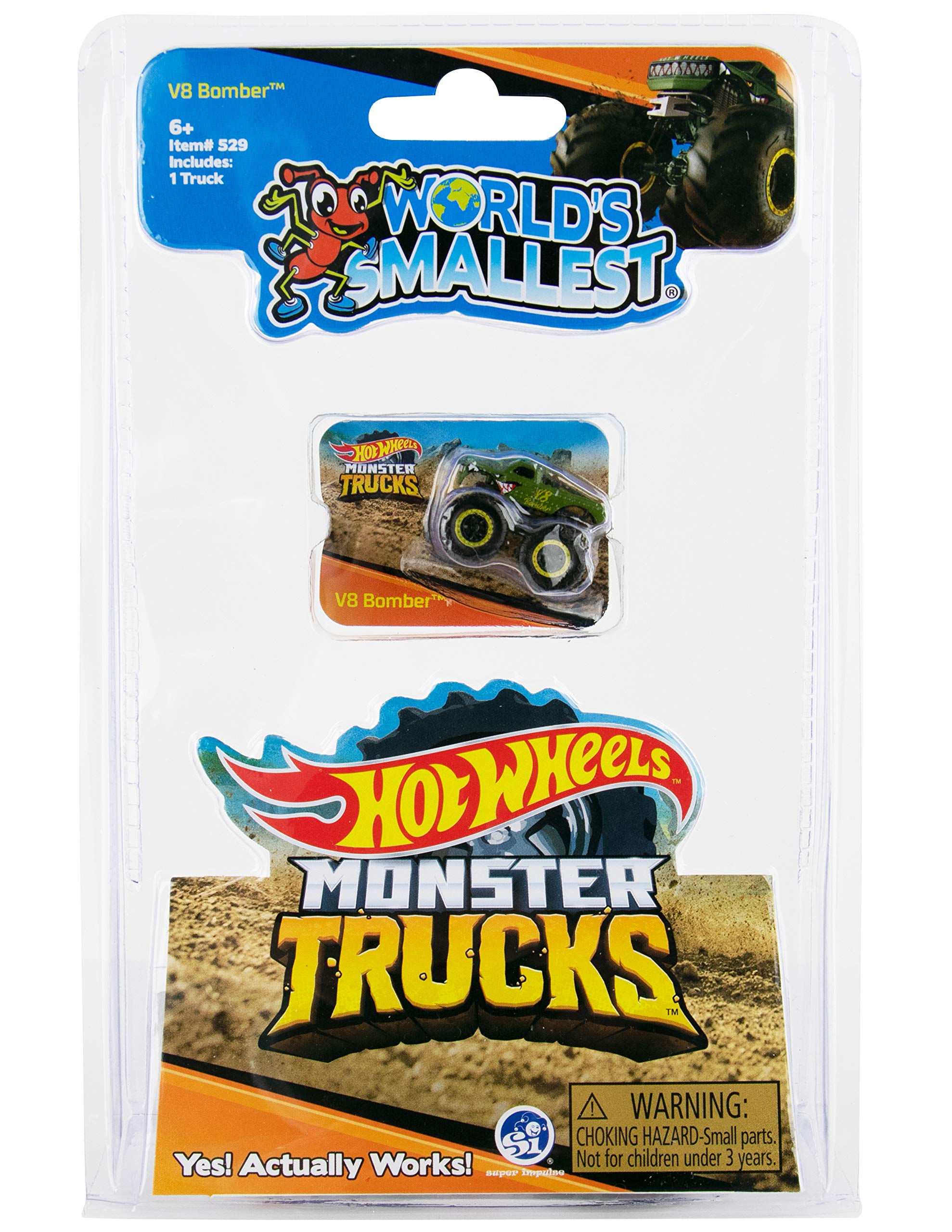 World's Smallest Hot Wheels Monster Trucks Series 2 - Miniature Die-Cast Toy Car Collection (Blue, 529) - Perfect for Kids' Playtime, Collectors & Gift Giving