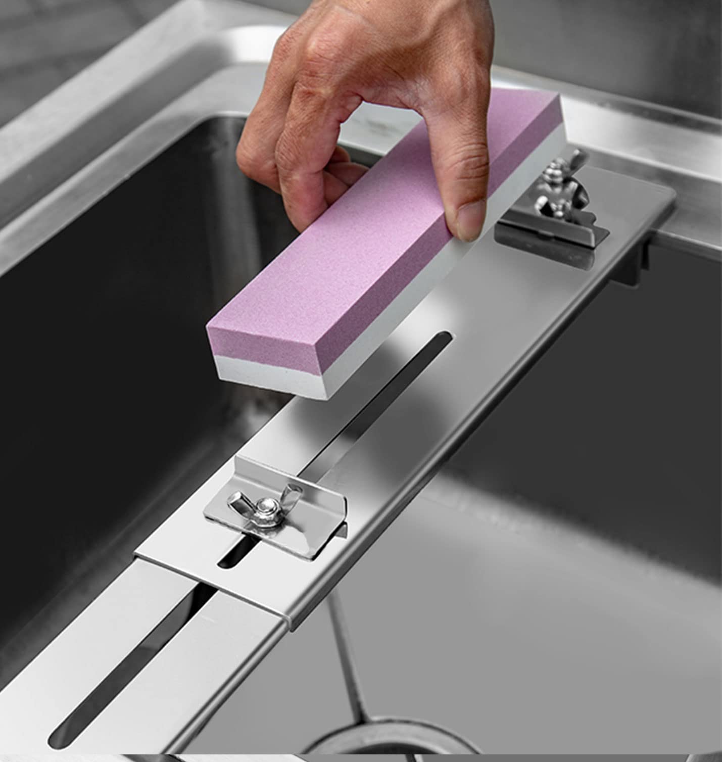 Premium Stainless Steel Whetstone Holder & Sharpening Stone Sink Bridge - Adjustable Non-Slip Design with Wing Nuts for Knives, Chisels & Tools - Perfect for Kitchen, Workshop & Outdoor Sharpening Needs