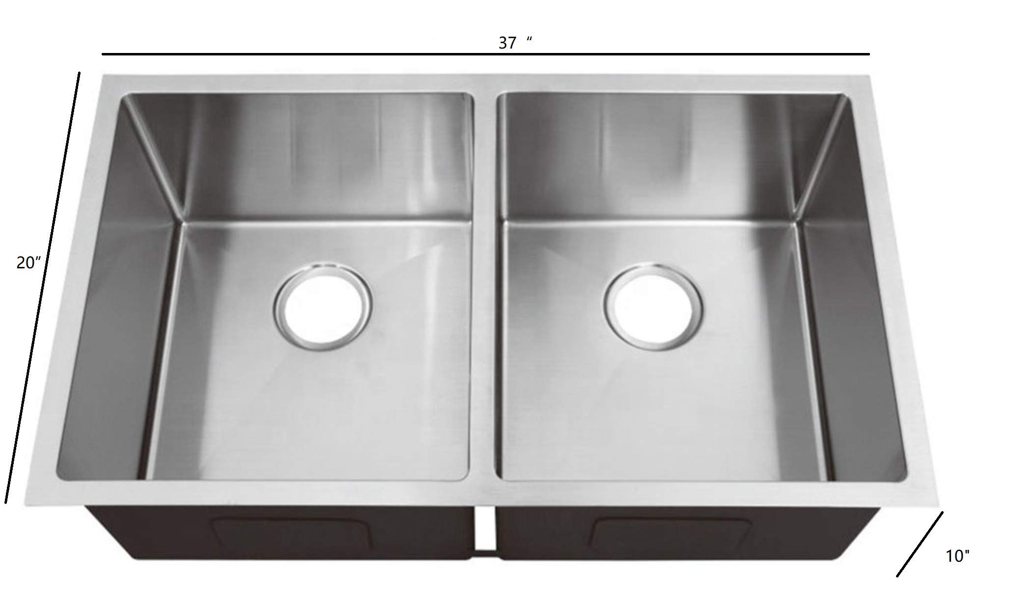 TopCraft 33-inch Double Bowl Stainless Steel Undermount Kitchen Sink - 50/50 Equal Division, Heavy Duty HRE3720GS for Modern Home & Restaurant Use