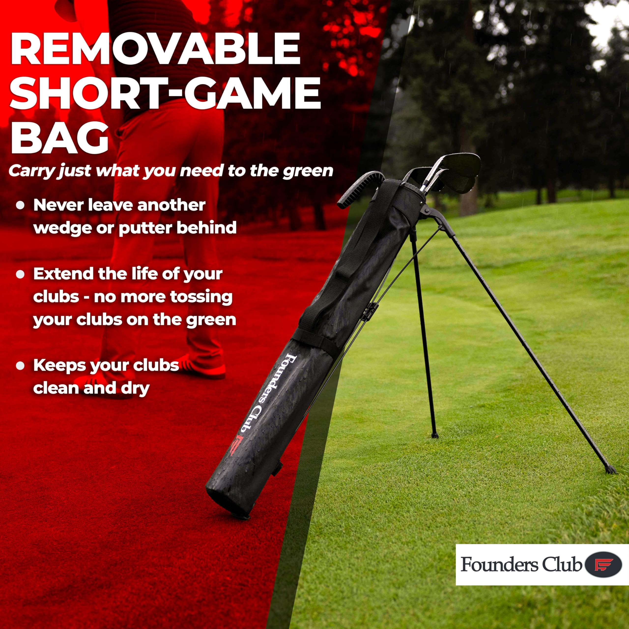 Founders Club 2 in 1 Golf Cart Bag with Removable Short Game Stand Bag - 15 Dividers - Perfect for Golf Tournaments & Practice Sessions