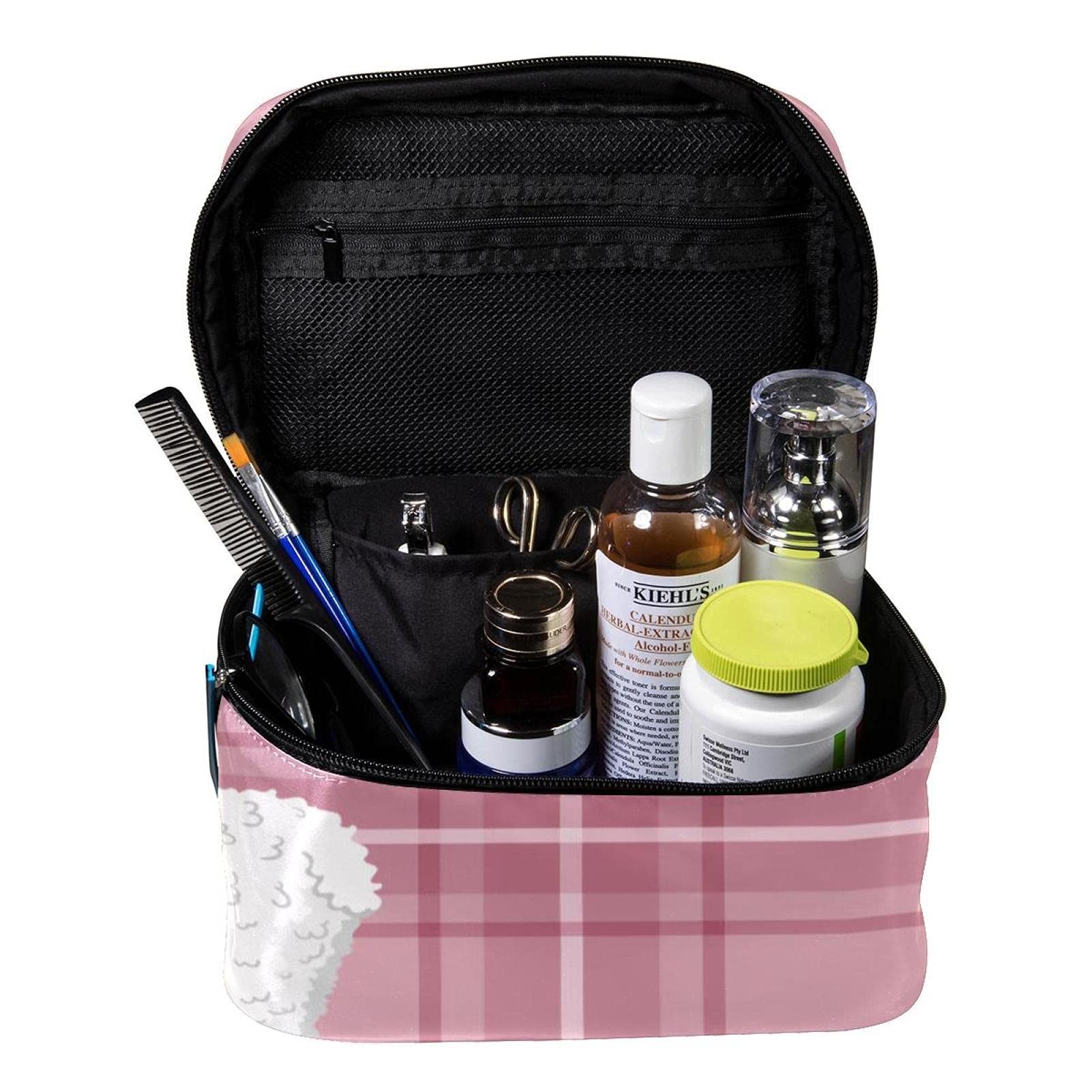 Llama & Alpaca Unicorn Pink Travel Makeup Bag - Large Cosmetic Organizer with Zipper for Women & Girls | Perfect for Vacation, Gym & Daily Essentials Storage